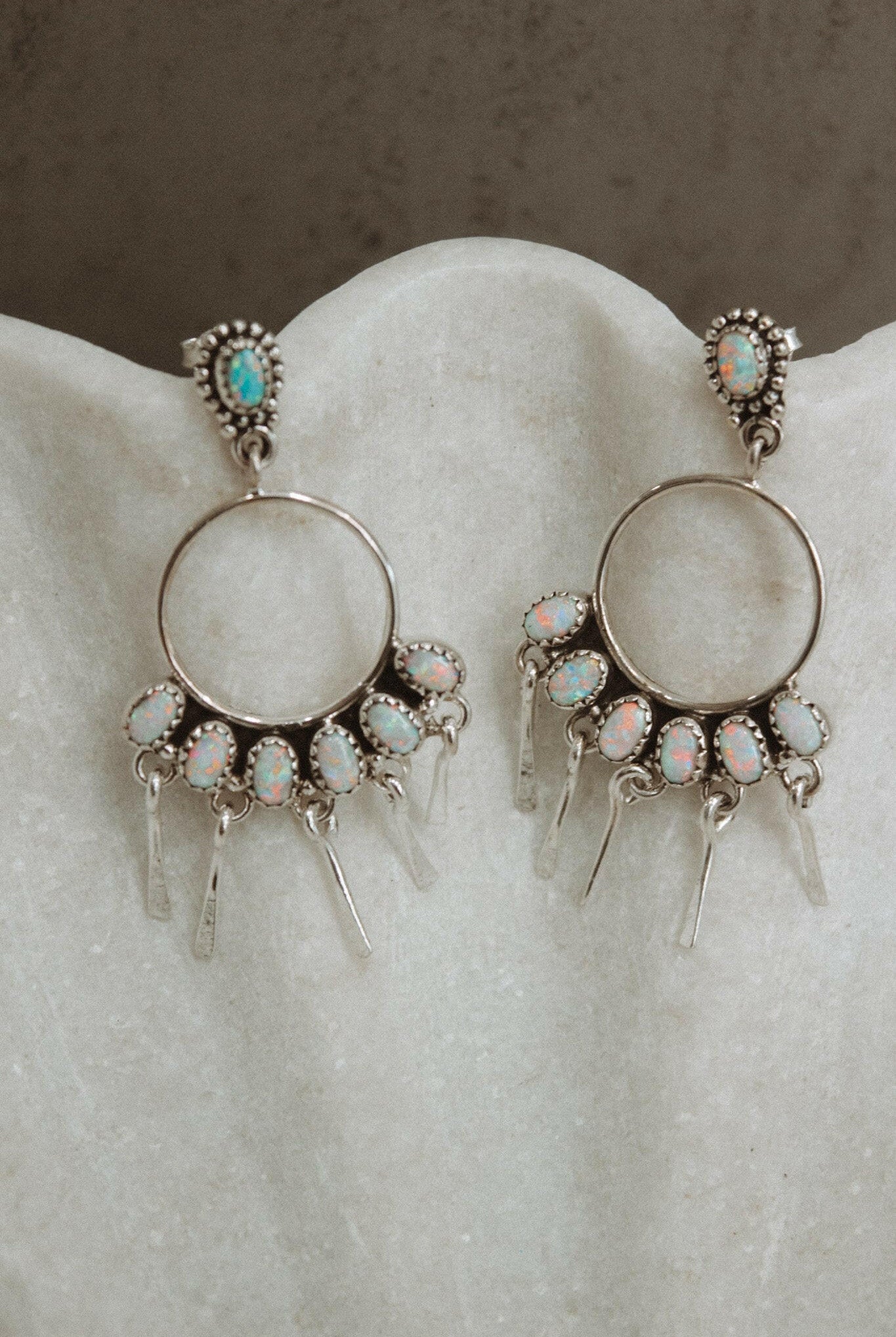 7 Jewel Hoop Studded Dangle Earring-Drop Earrings-Krush Kandy, Women's Online Fashion Boutique Located in Phoenix, Arizona (Scottsdale Area)