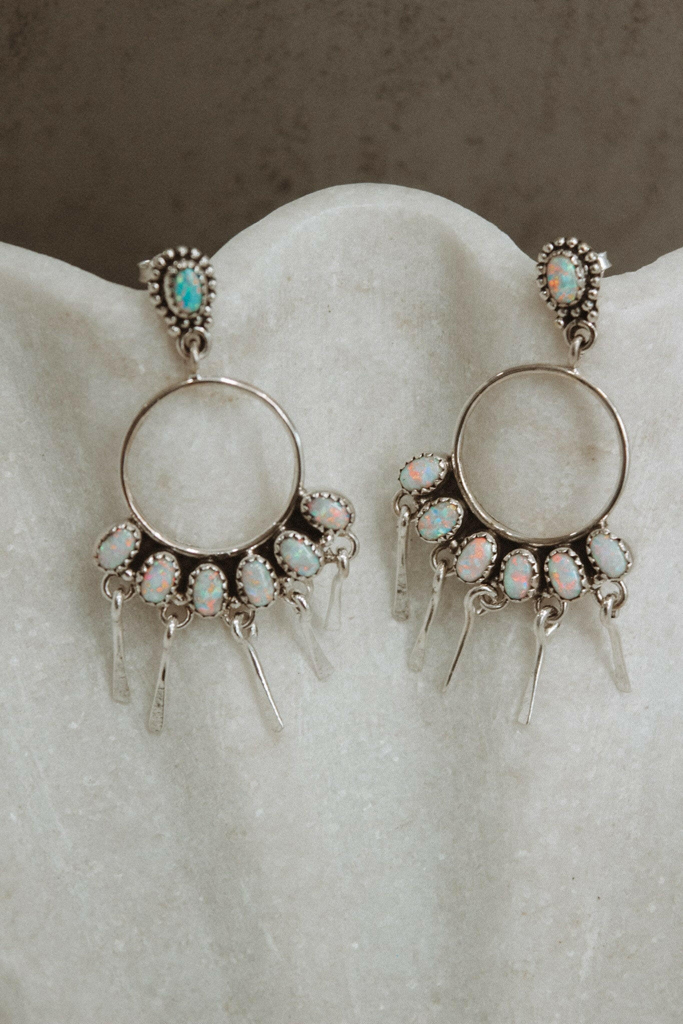 7 Jewel Hoop Studded Dangle Earring-Drop Earrings-Krush Kandy, Women's Online Fashion Boutique Located in Phoenix, Arizona (Scottsdale Area)