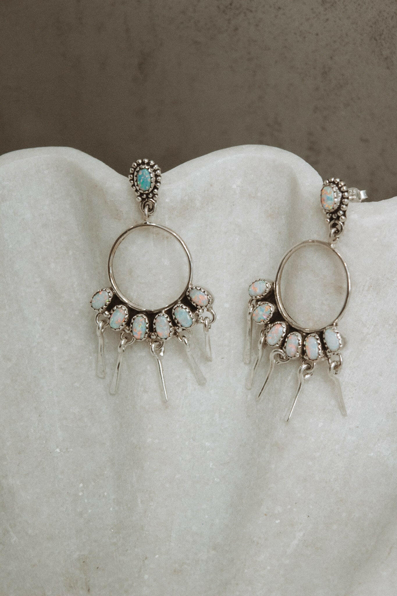 7 Jewel Hoop Studded Dangle Earring-Drop Earrings-Krush Kandy, Women's Online Fashion Boutique Located in Phoenix, Arizona (Scottsdale Area)