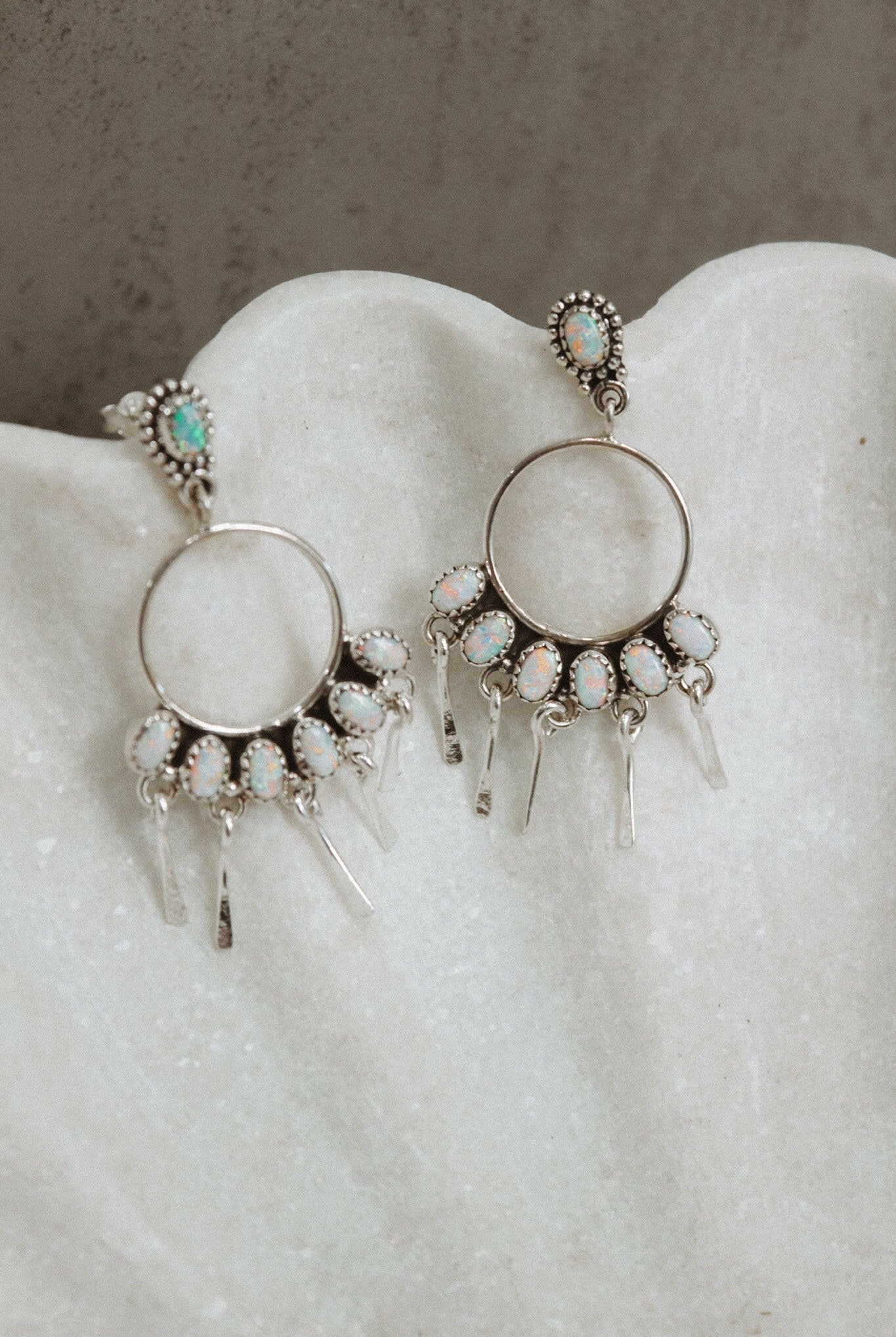 7 Jewel Hoop Studded Dangle Earring-Drop Earrings-Krush Kandy, Women's Online Fashion Boutique Located in Phoenix, Arizona (Scottsdale Area)