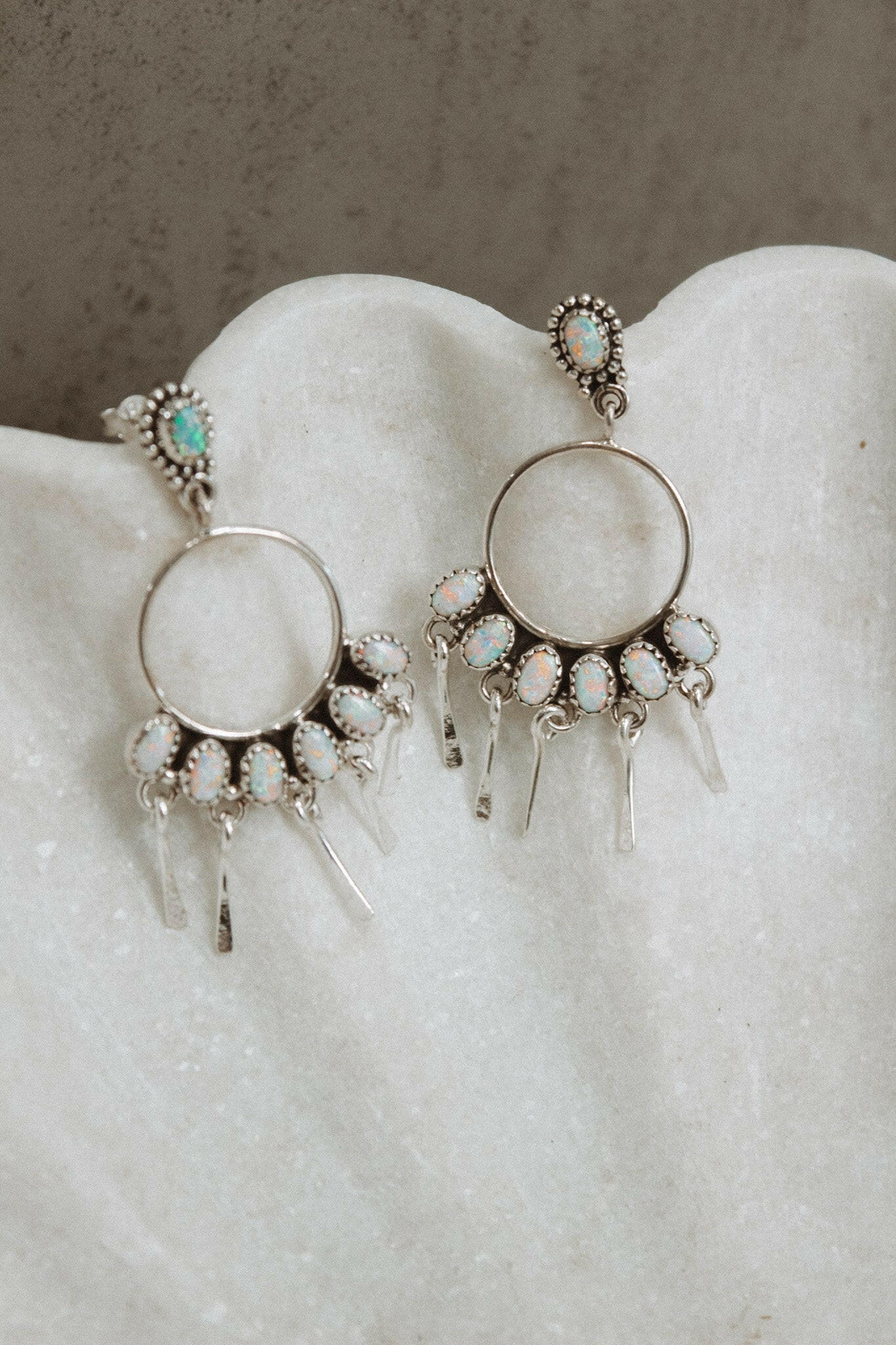 7 Jewel Hoop Studded Dangle Earring-Drop Earrings-Krush Kandy, Women's Online Fashion Boutique Located in Phoenix, Arizona (Scottsdale Area)