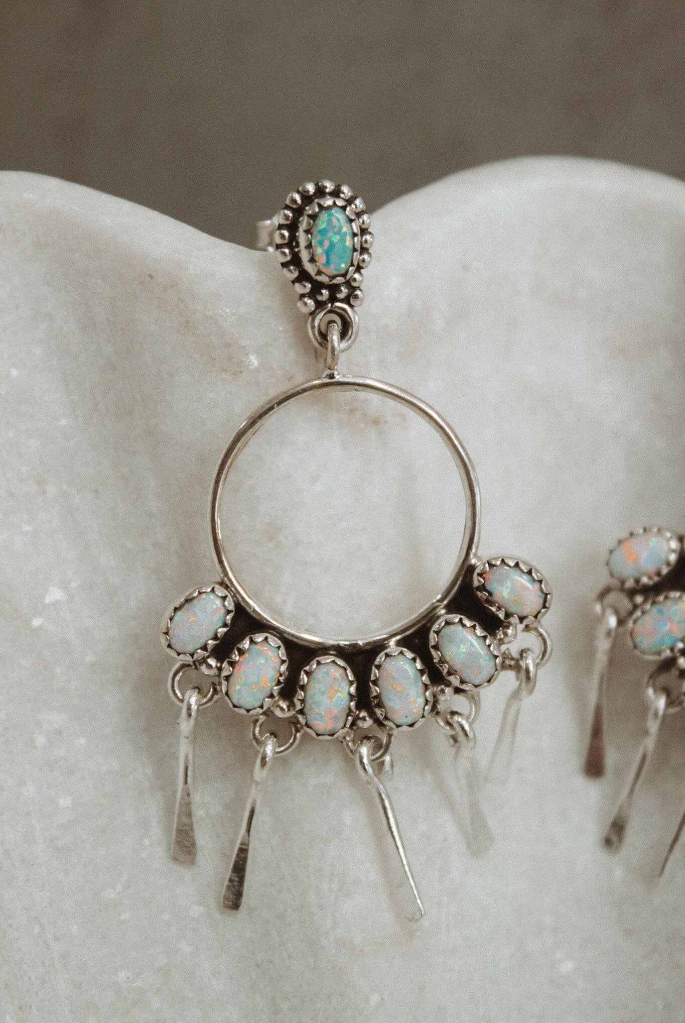 7 Jewel Hoop Studded Dangle Earring-Drop Earrings-Krush Kandy, Women's Online Fashion Boutique Located in Phoenix, Arizona (Scottsdale Area)