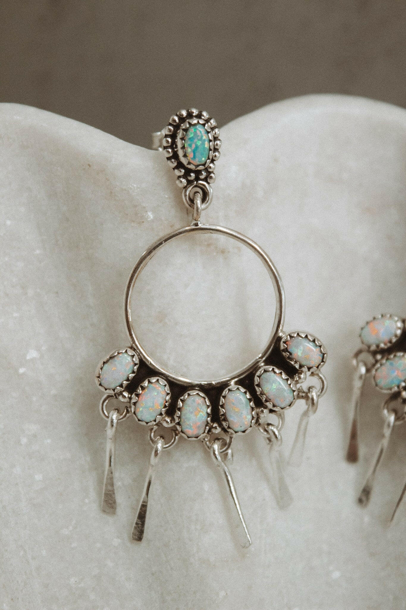 7 Jewel Hoop Studded Dangle Earring-Drop Earrings-Krush Kandy, Women's Online Fashion Boutique Located in Phoenix, Arizona (Scottsdale Area)