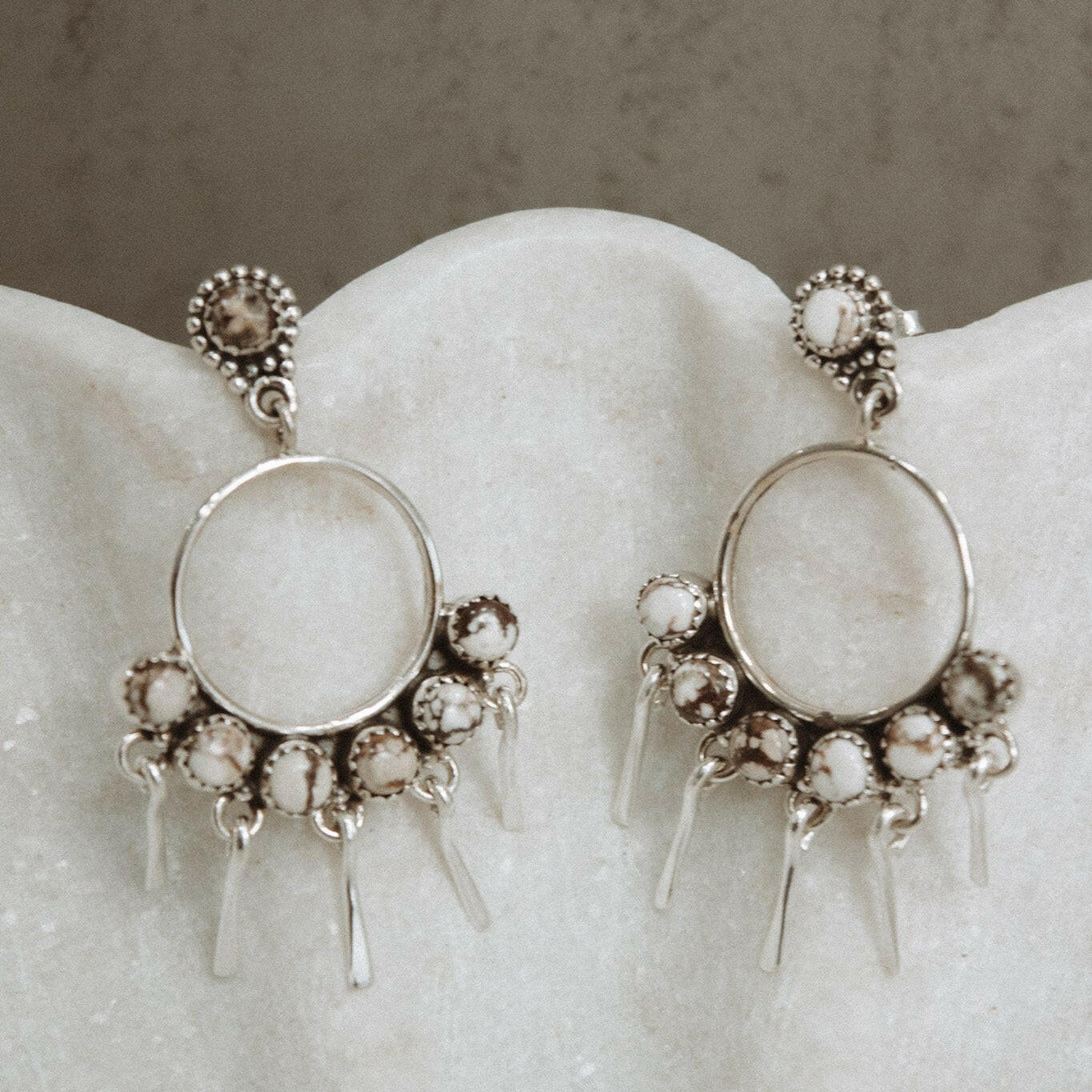 7 Jewel Hoop Studded Dangle Earring-Drop Earrings-Krush Kandy, Women's Online Fashion Boutique Located in Phoenix, Arizona (Scottsdale Area)