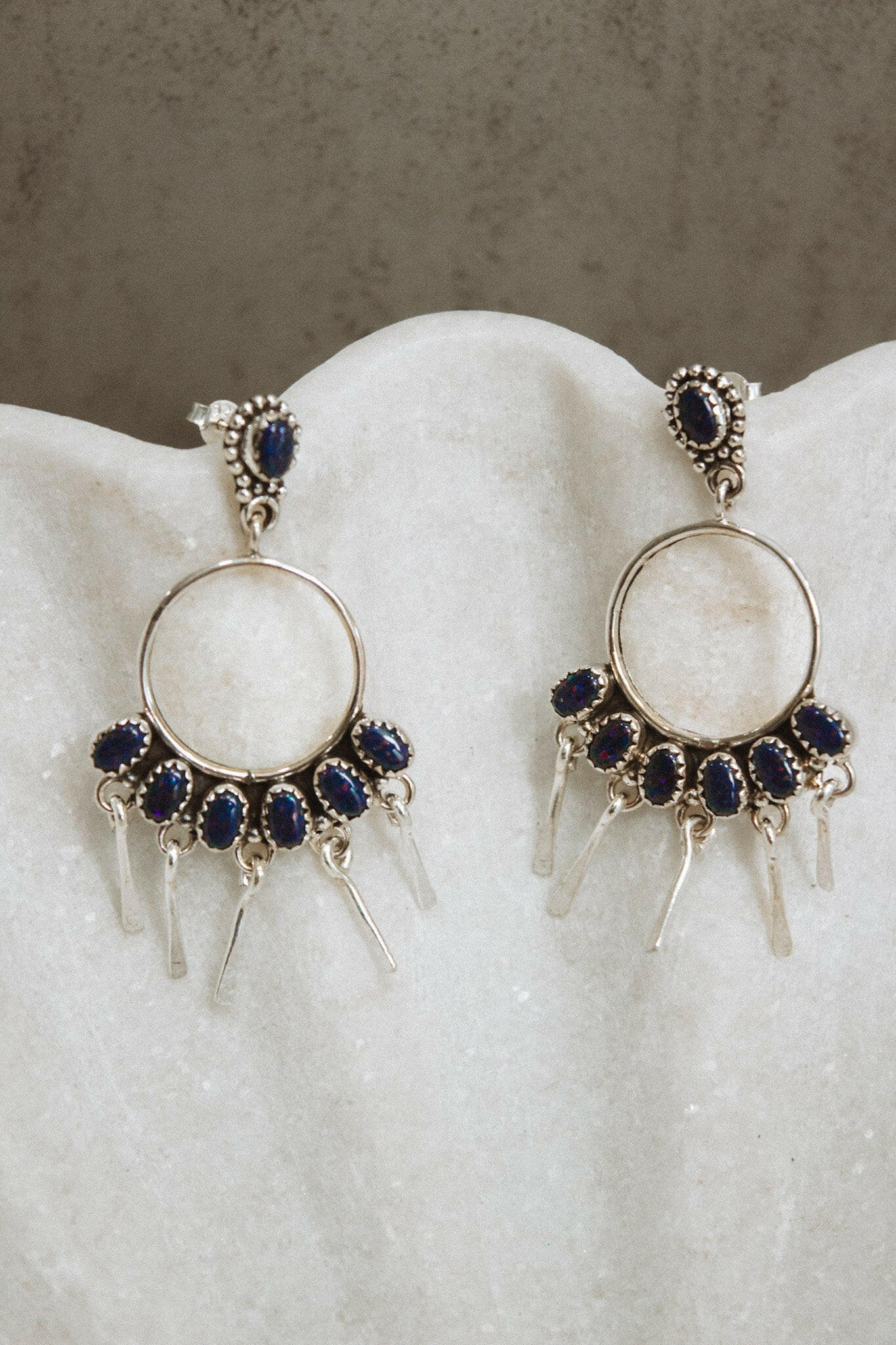 7 Jewel Hoop Studded Dangle Earring-Drop Earrings-Krush Kandy, Women's Online Fashion Boutique Located in Phoenix, Arizona (Scottsdale Area)