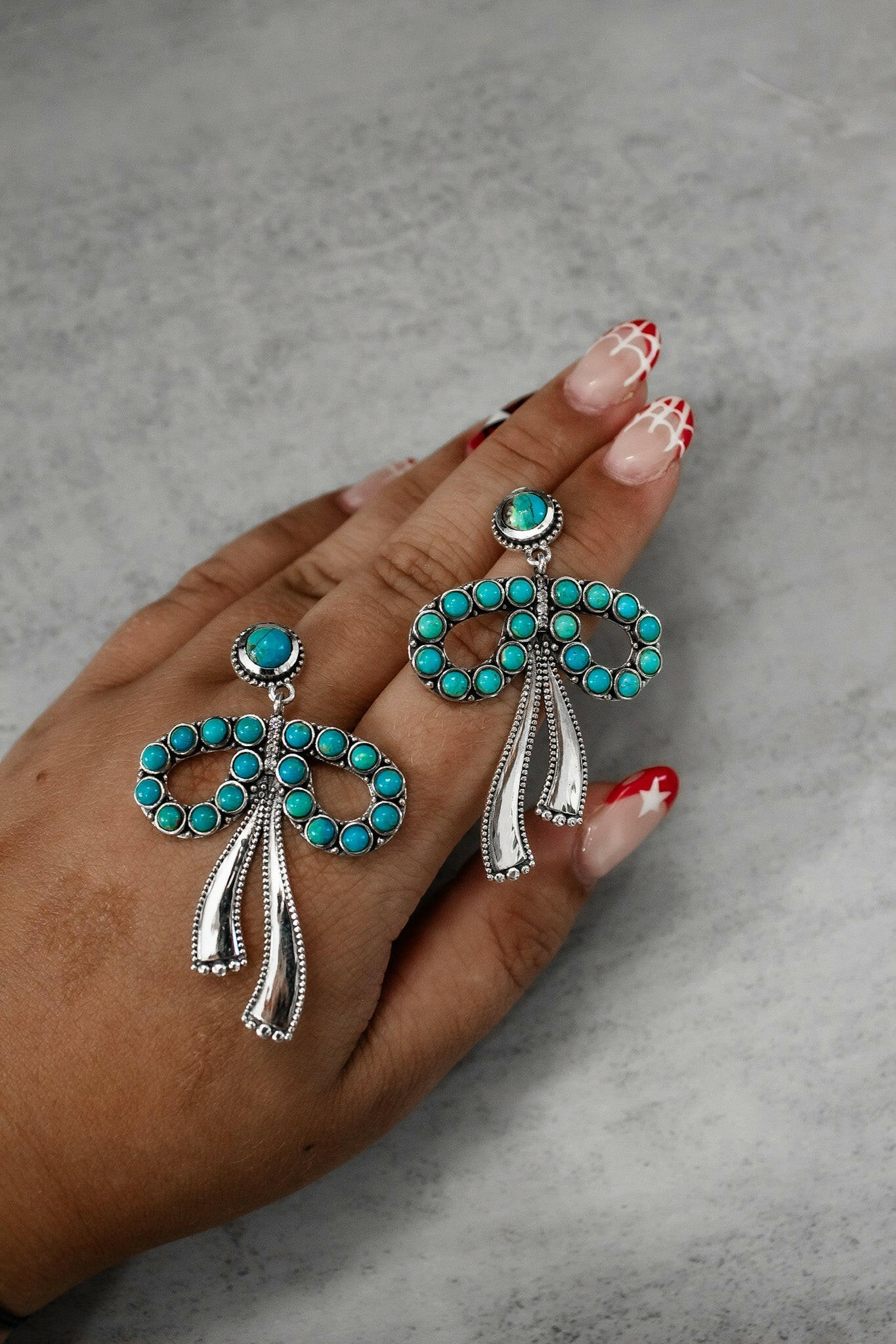 Stone Bliss Sterling Silver Bow Earrings-Stud Earrings-Krush Kandy, Women's Online Fashion Boutique Located in Phoenix, Arizona (Scottsdale Area)