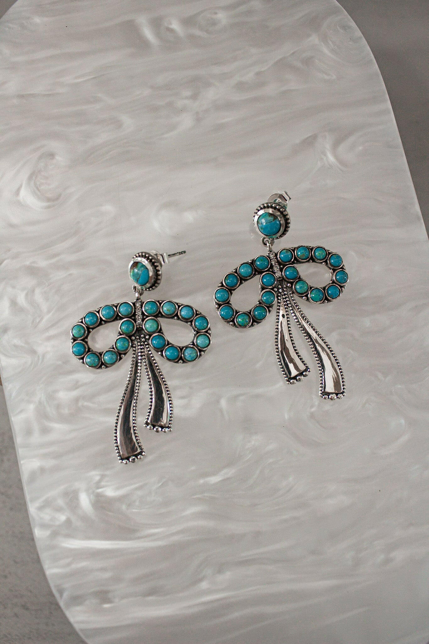 Stone Bliss Sterling Silver Bow Earrings-Stud Earrings-Krush Kandy, Women's Online Fashion Boutique Located in Phoenix, Arizona (Scottsdale Area)