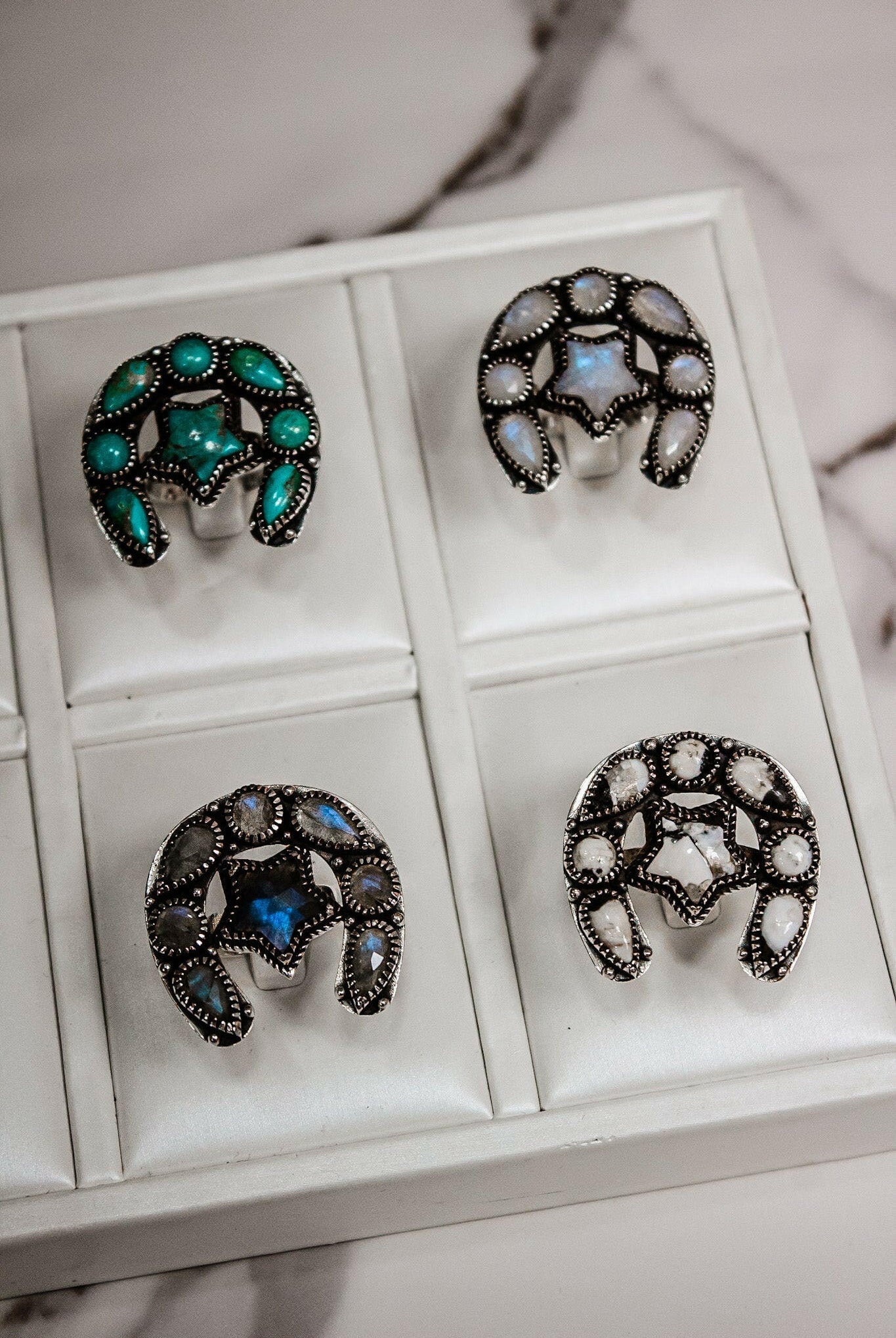 Horseshoe & Star Stone Cluster Ring-Cluster Rings-Krush Kandy, Women's Online Fashion Boutique Located in Phoenix, Arizona (Scottsdale Area)