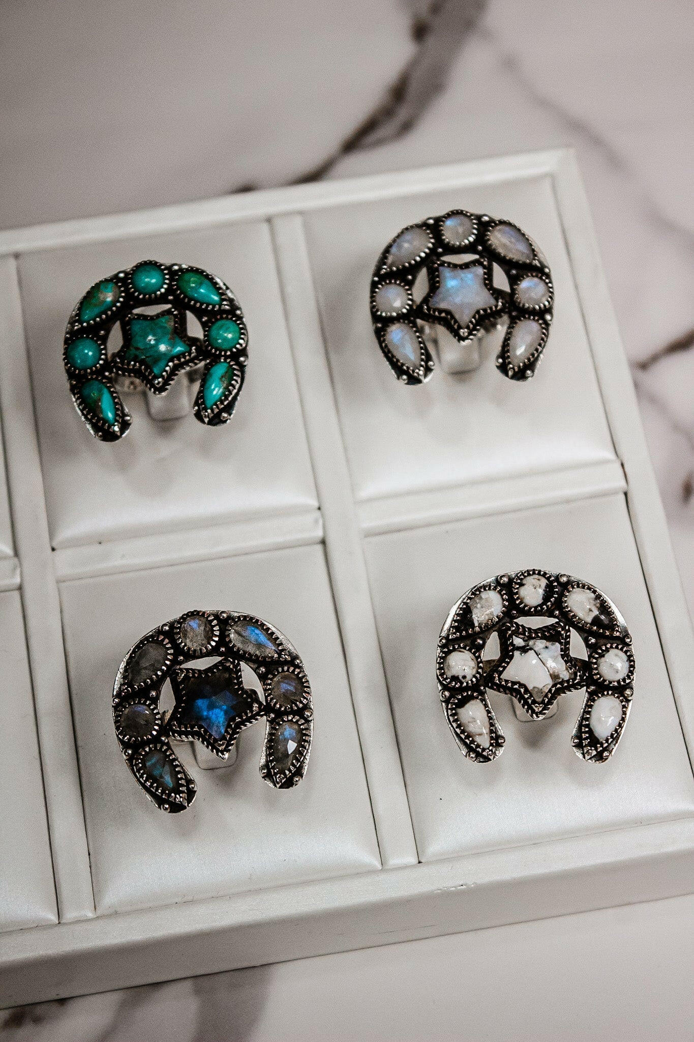 Horseshoe & Star Stone Cluster Ring-Cluster Rings-Krush Kandy, Women's Online Fashion Boutique Located in Phoenix, Arizona (Scottsdale Area)