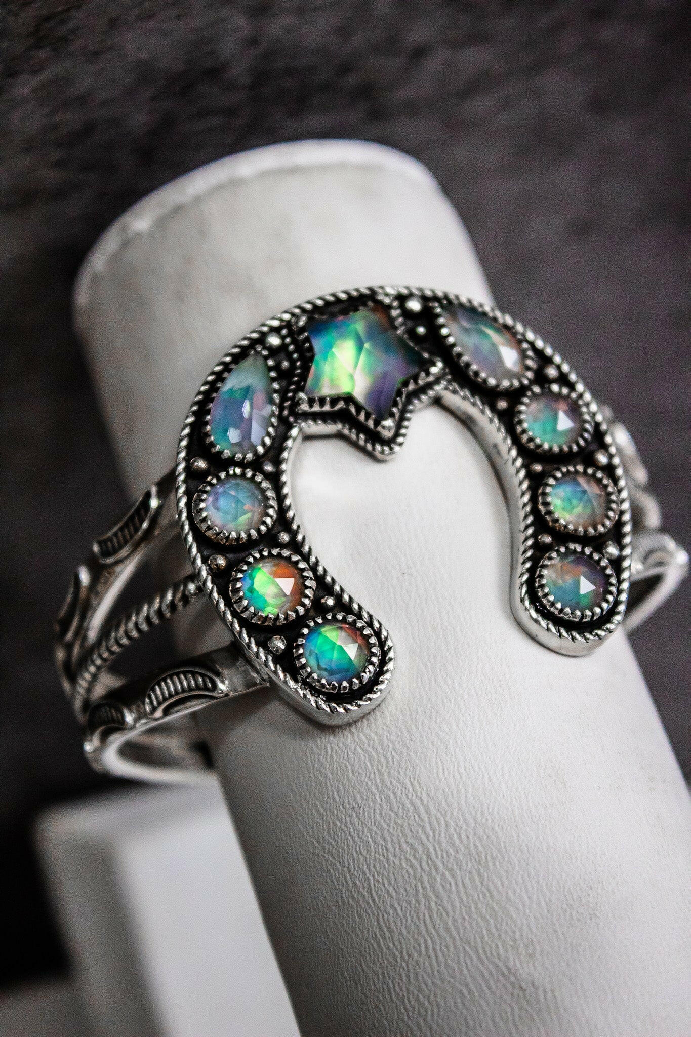 Starry Night Horseshoe Stone Cuff-Chain Bracelets-Krush Kandy, Women's Online Fashion Boutique Located in Phoenix, Arizona (Scottsdale Area)