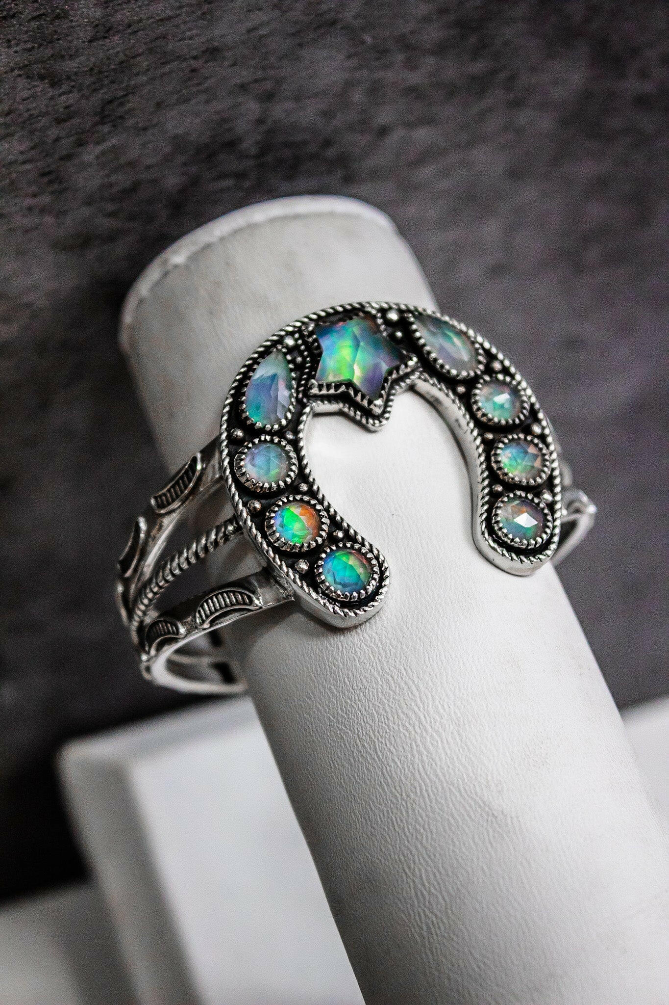 Starry Night Horseshoe Stone Cuff-Chain Bracelets-Krush Kandy, Women's Online Fashion Boutique Located in Phoenix, Arizona (Scottsdale Area)