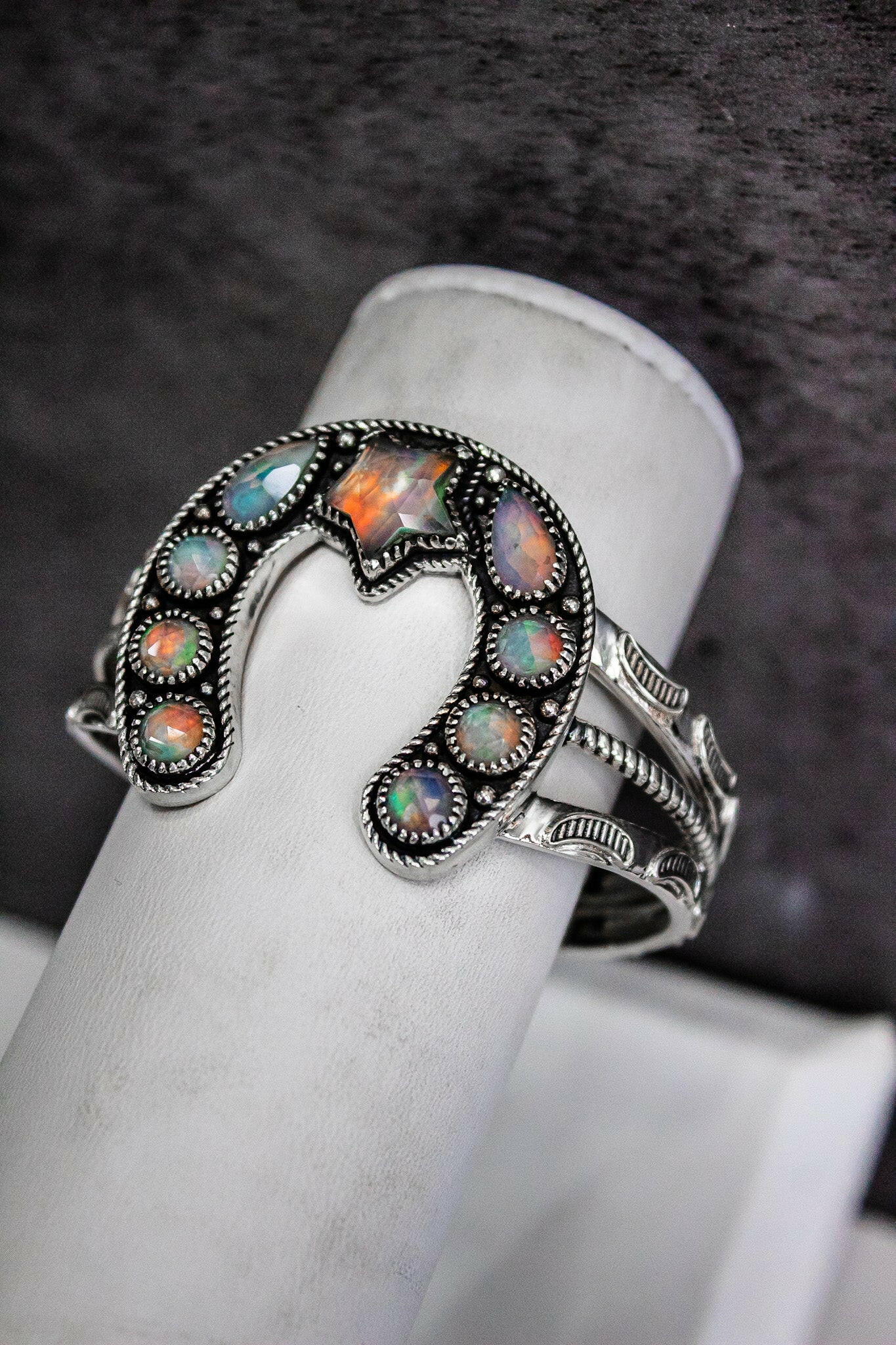 Starry Night Horseshoe Stone Cuff-Chain Bracelets-Krush Kandy, Women's Online Fashion Boutique Located in Phoenix, Arizona (Scottsdale Area)