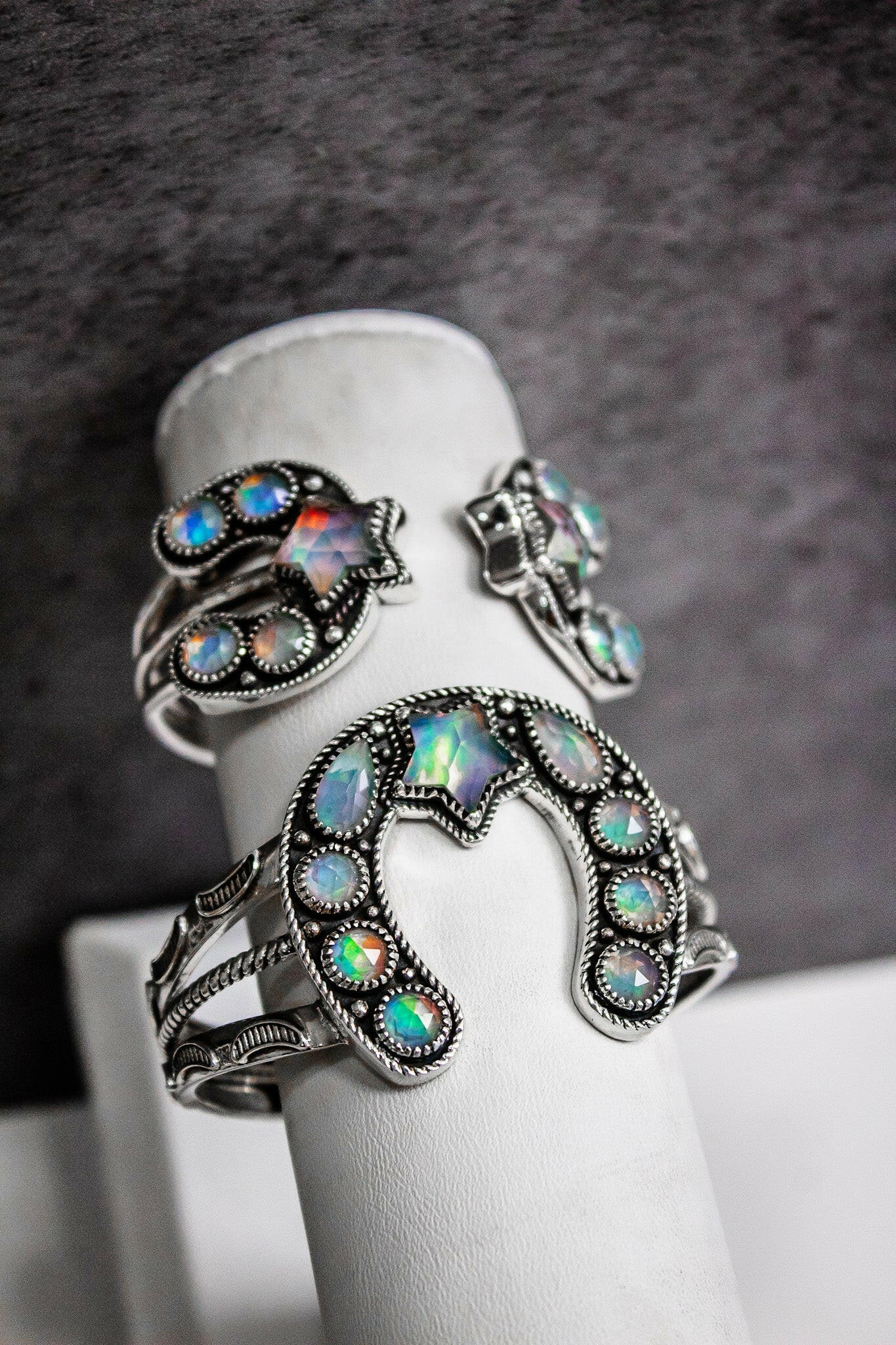 Starry Night Horseshoe Stone Cuff-Chain Bracelets-Krush Kandy, Women's Online Fashion Boutique Located in Phoenix, Arizona (Scottsdale Area)