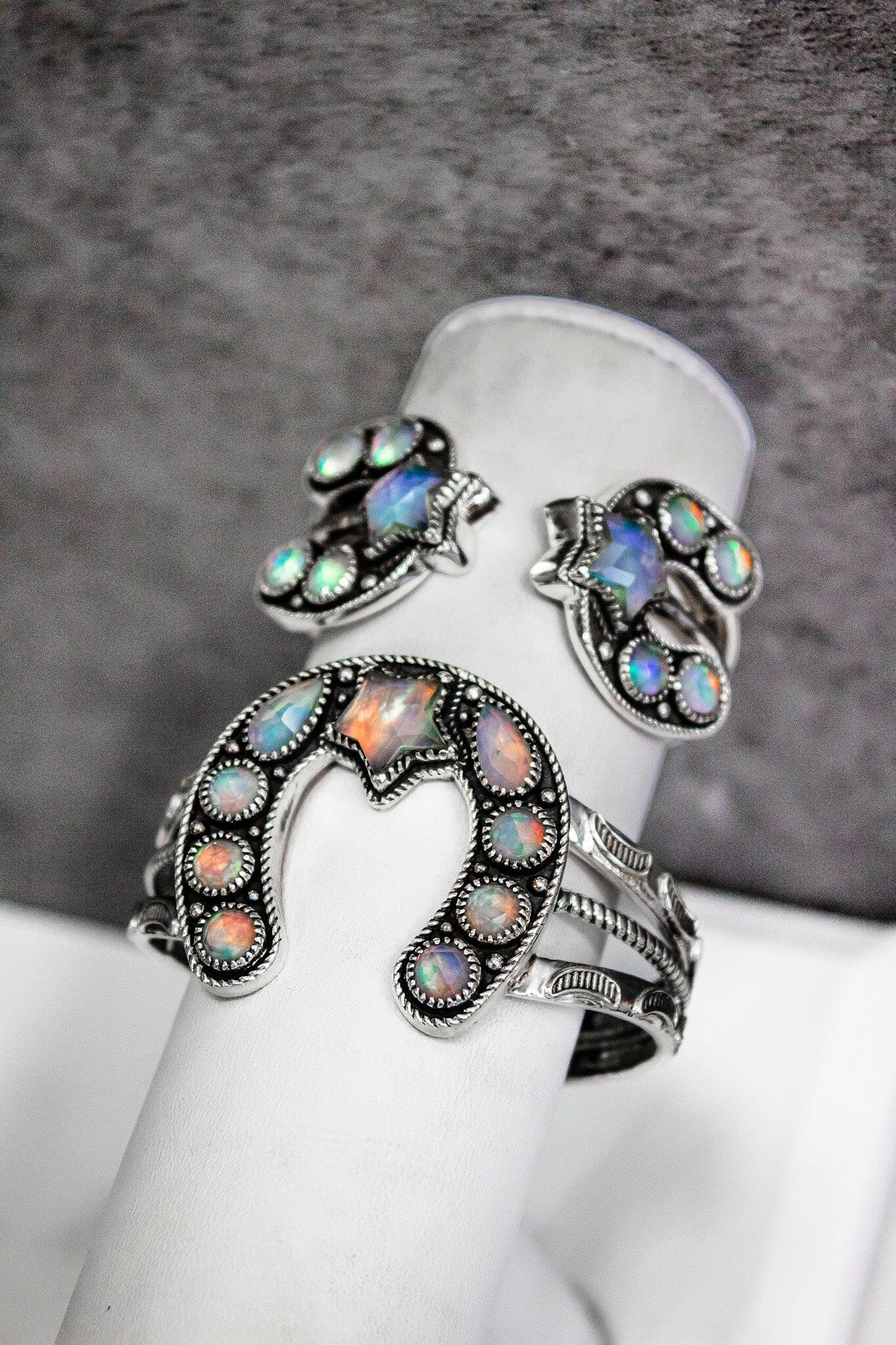 Starry Night Horseshoe Stone Cuff-Chain Bracelets-Krush Kandy, Women's Online Fashion Boutique Located in Phoenix, Arizona (Scottsdale Area)