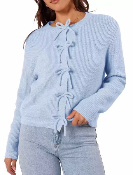Mon Cherie Knit Bow-Front Cardigan-Cardigans-Krush Kandy, Women's Online Fashion Boutique Located in Phoenix, Arizona (Scottsdale Area)