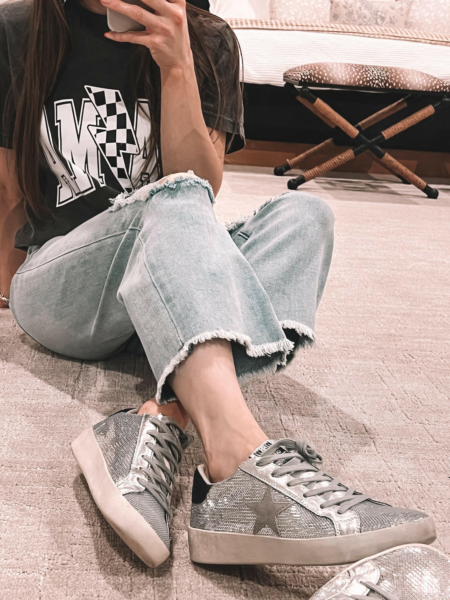 Shine Bright Sequin Star Accented Sneaker-Sneakers-Krush Kandy, Women's Online Fashion Boutique Located in Phoenix, Arizona (Scottsdale Area)