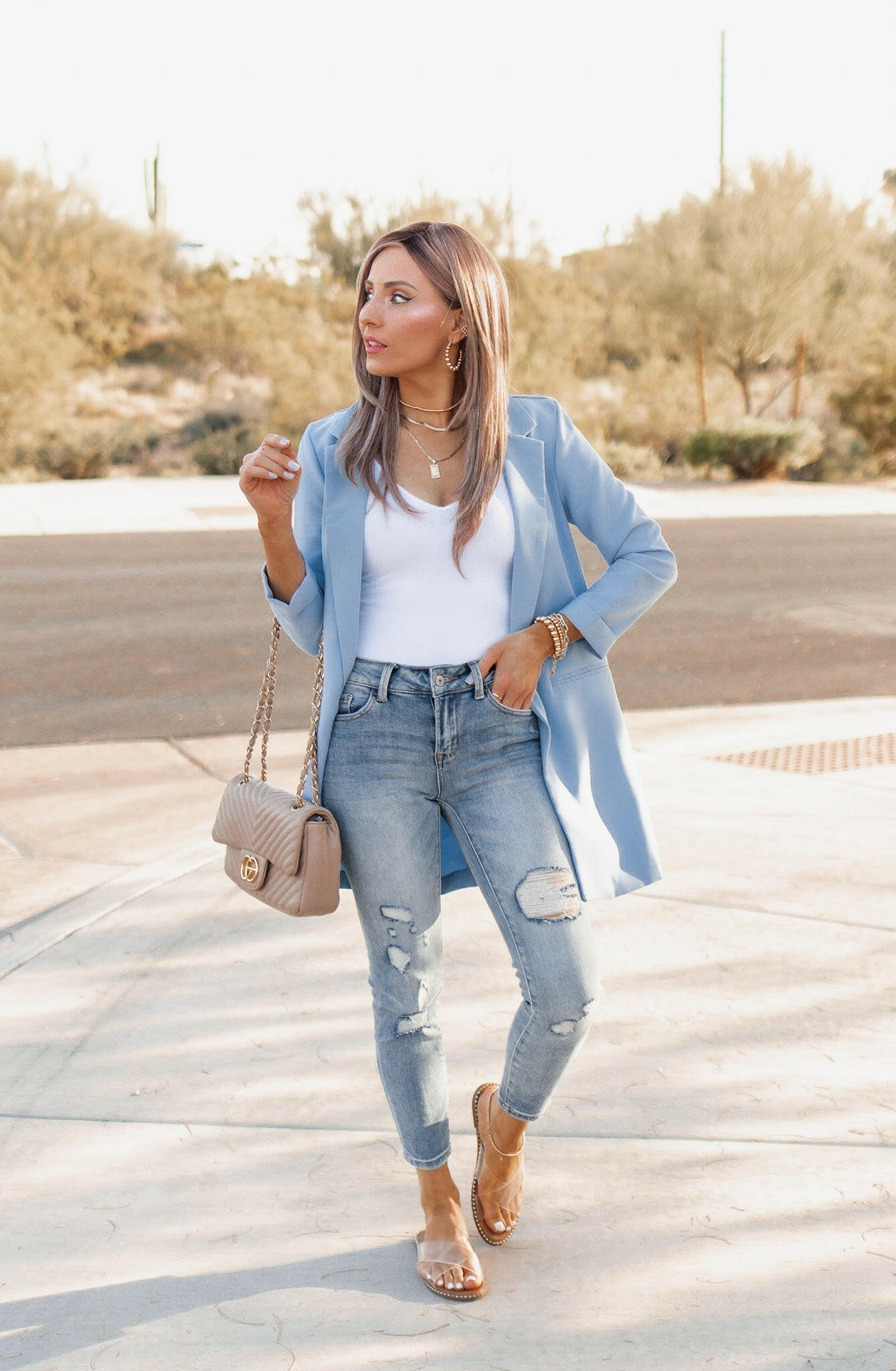 Zoom Meeting Lined Long Blazer Jacket-Blazers-Krush Kandy, Women's Online Fashion Boutique Located in Phoenix, Arizona (Scottsdale Area)