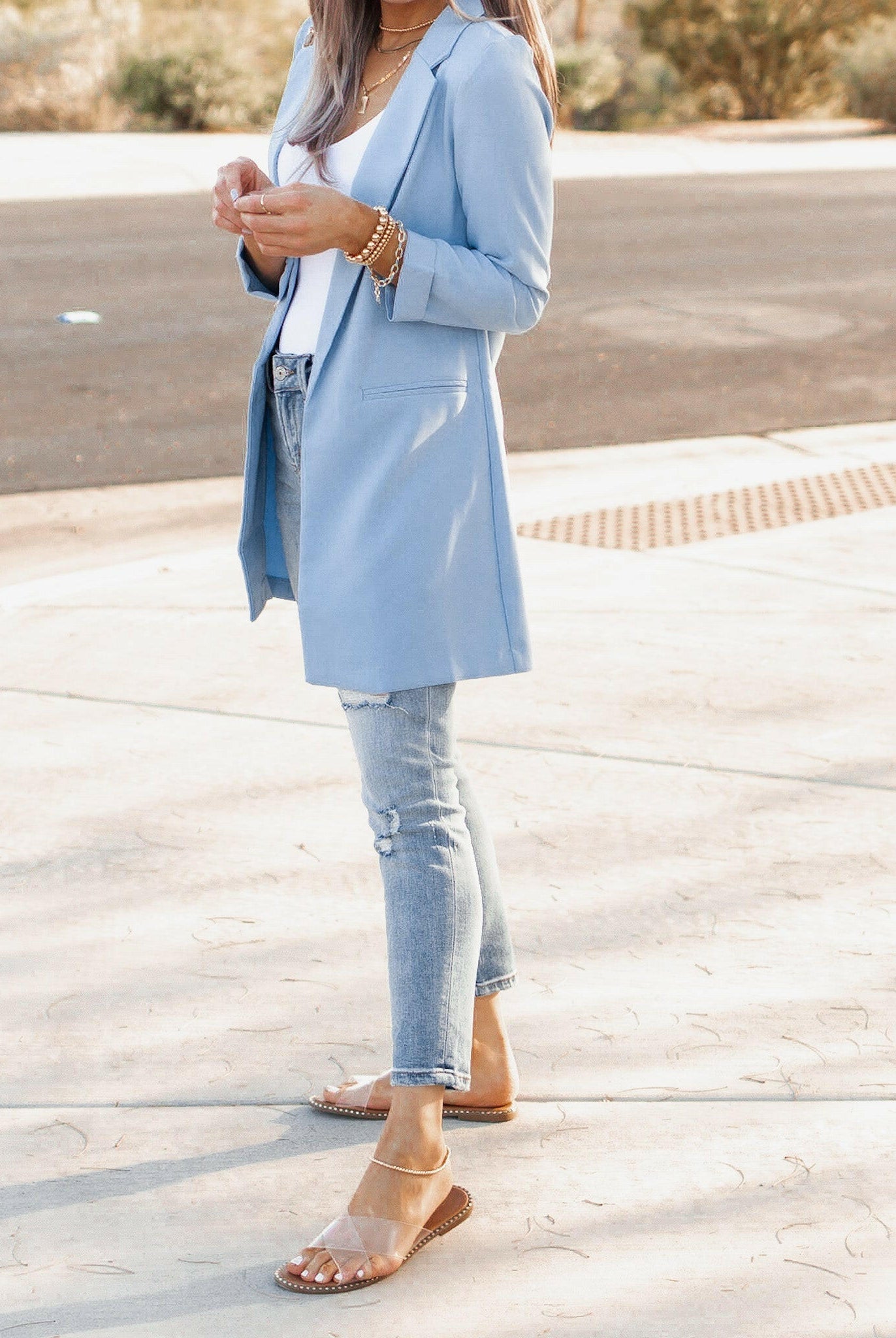 Zoom Meeting Lined Long Blazer Jacket-Blazers-Krush Kandy, Women's Online Fashion Boutique Located in Phoenix, Arizona (Scottsdale Area)