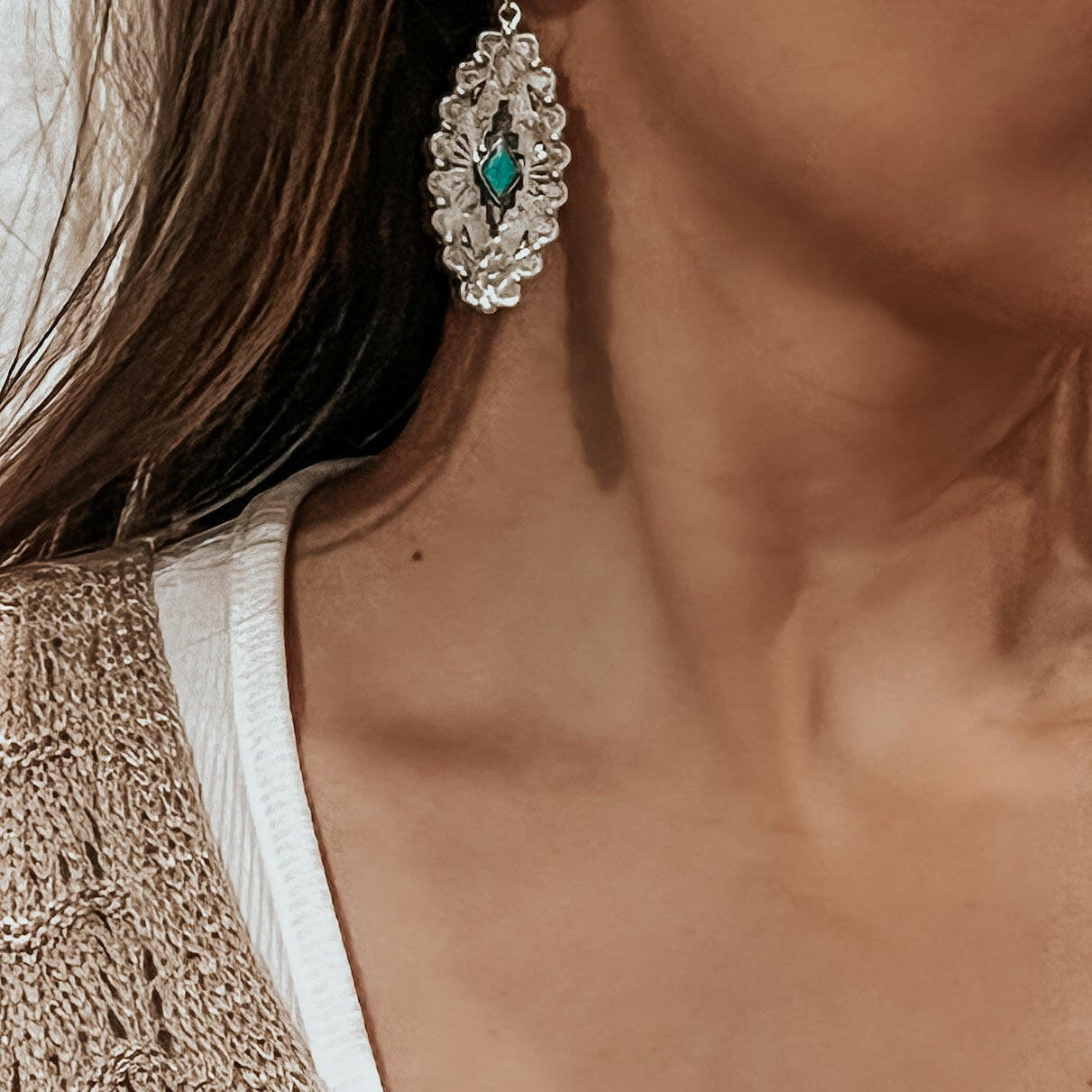 Canyon Crest Sterling Stamped Earrings-Drop Earrings-Krush Kandy, Women's Online Fashion Boutique Located in Phoenix, Arizona (Scottsdale Area)