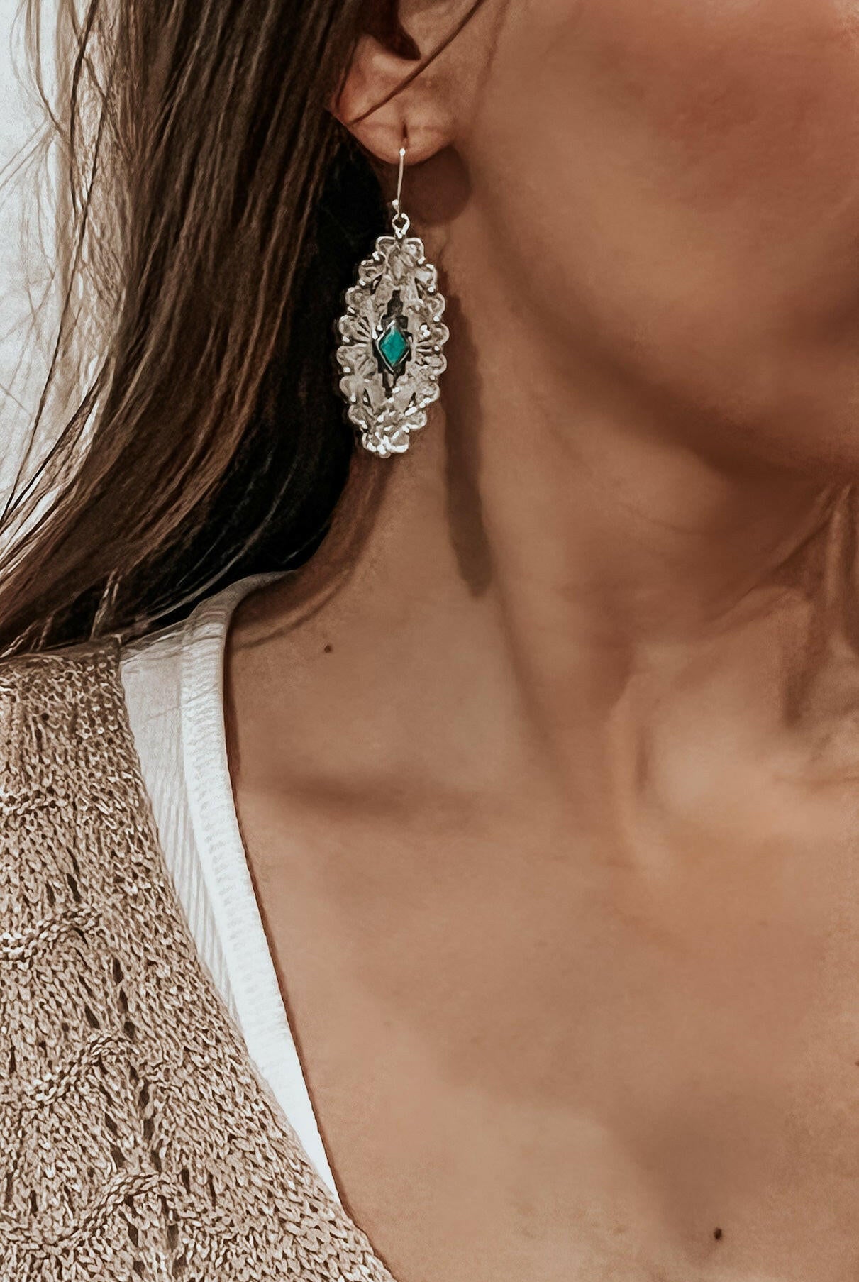 Canyon Crest Sterling Stamped Earrings-Drop Earrings-Krush Kandy, Women's Online Fashion Boutique Located in Phoenix, Arizona (Scottsdale Area)