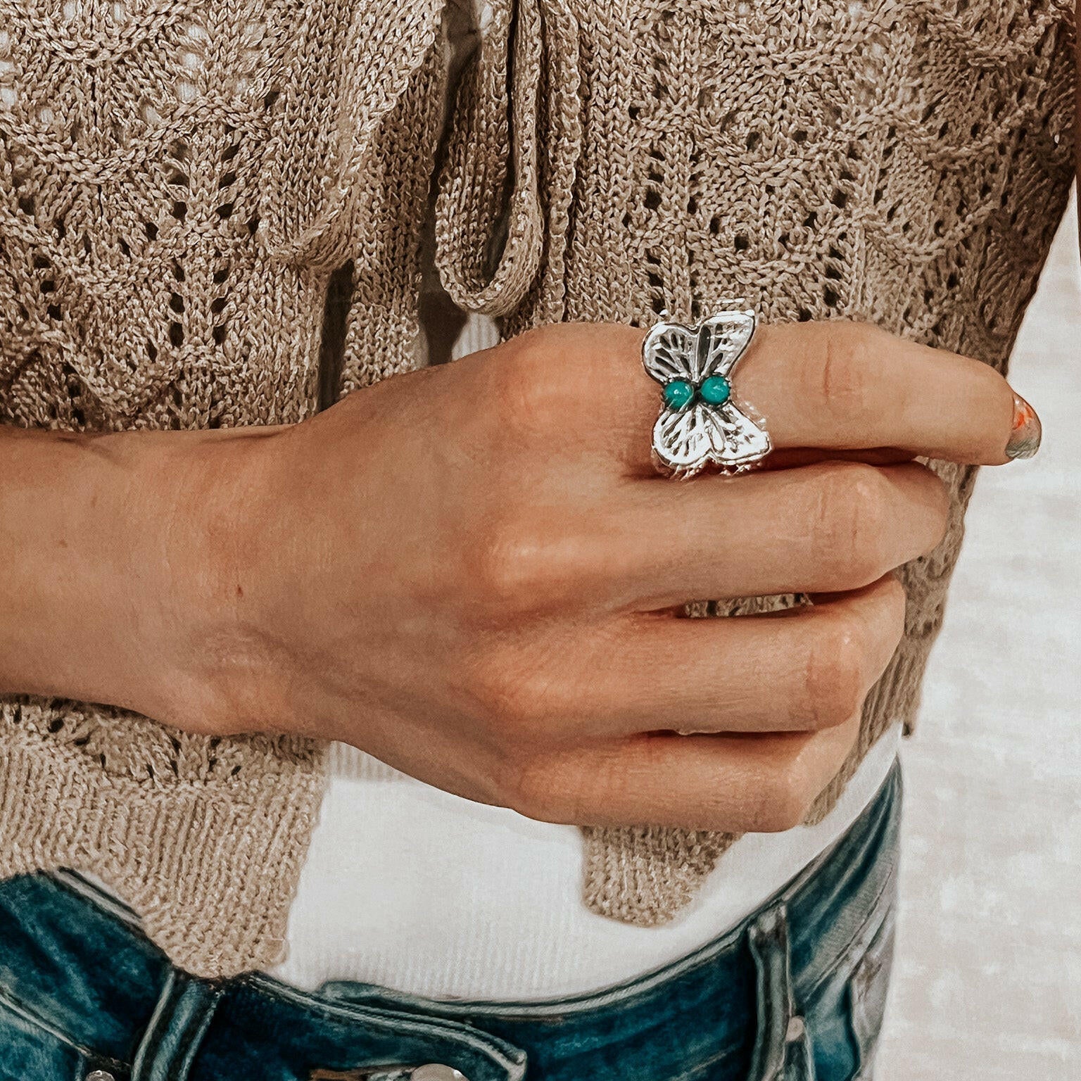 Butterfly Stone Ring | By KKB-Band Rings-Krush Kandy, Women's Online Fashion Boutique Located in Phoenix, Arizona (Scottsdale Area)