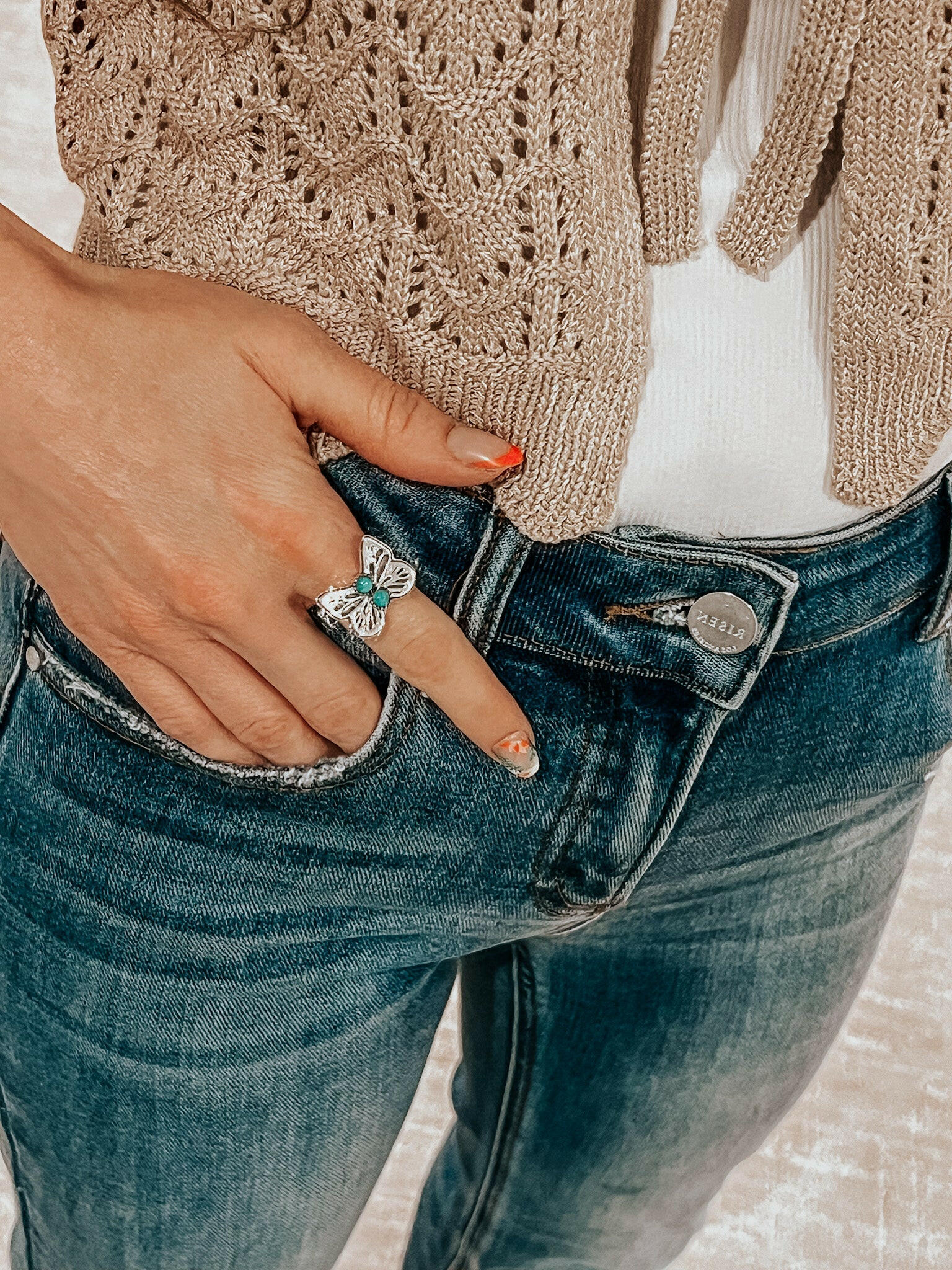 Butterfly Stone Ring | By KKB-Band Rings-Krush Kandy, Women's Online Fashion Boutique Located in Phoenix, Arizona (Scottsdale Area)