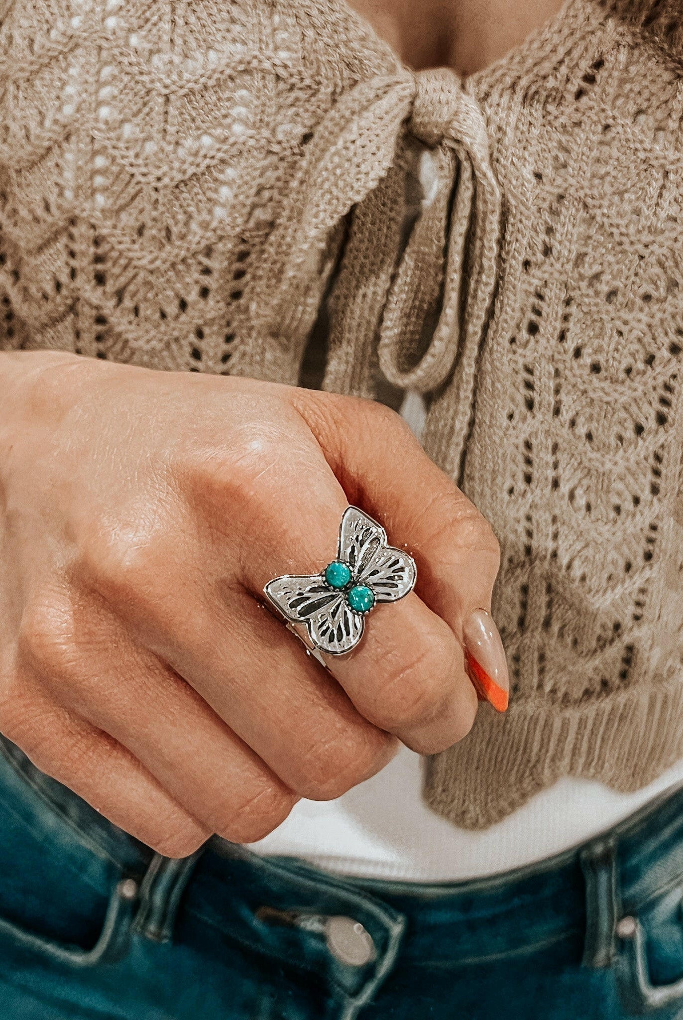 Butterfly Stone Ring | By KKB-Band Rings-Krush Kandy, Women's Online Fashion Boutique Located in Phoenix, Arizona (Scottsdale Area)