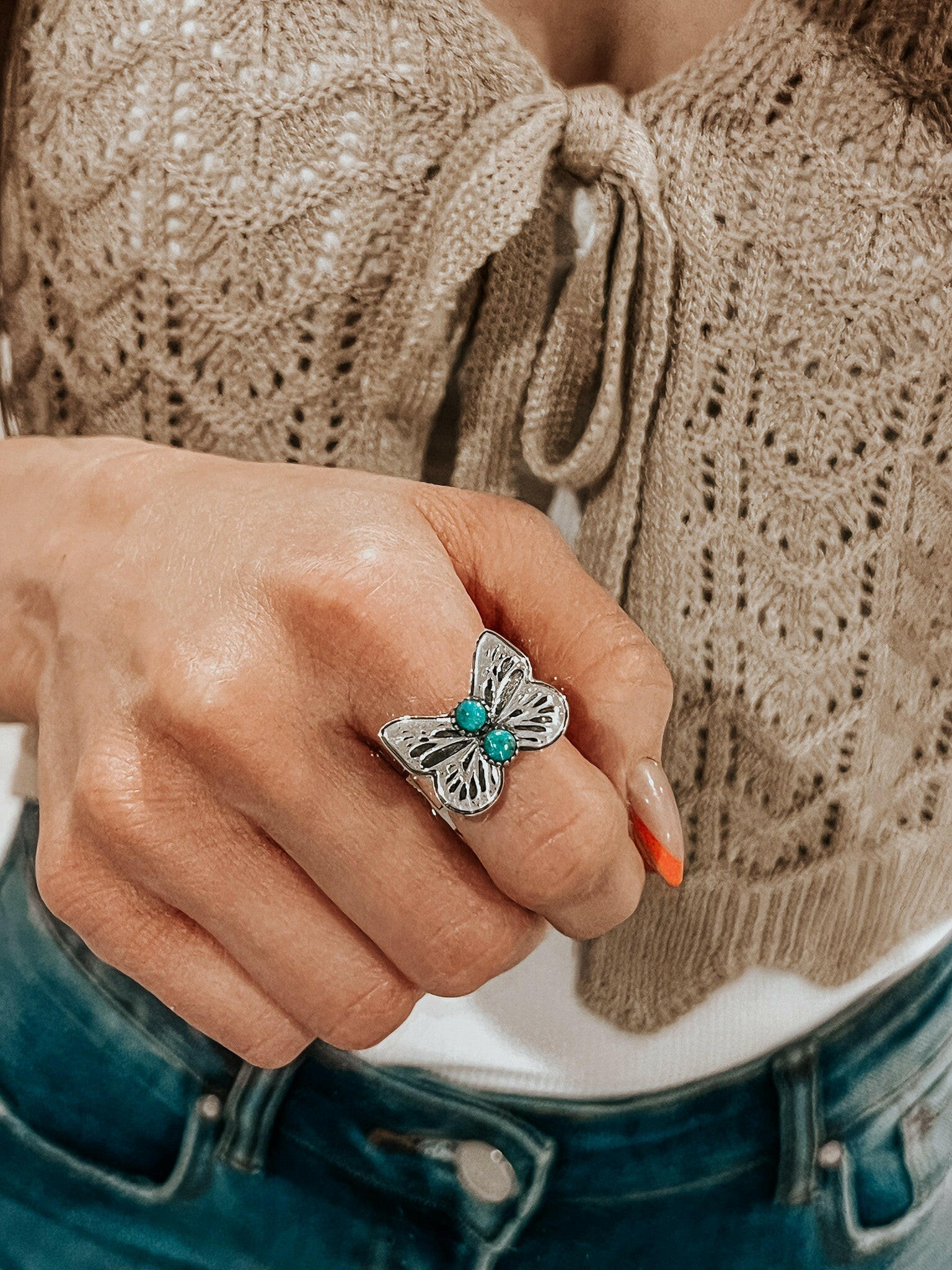 Butterfly Stone Ring | By KKB-Band Rings-Krush Kandy, Women's Online Fashion Boutique Located in Phoenix, Arizona (Scottsdale Area)