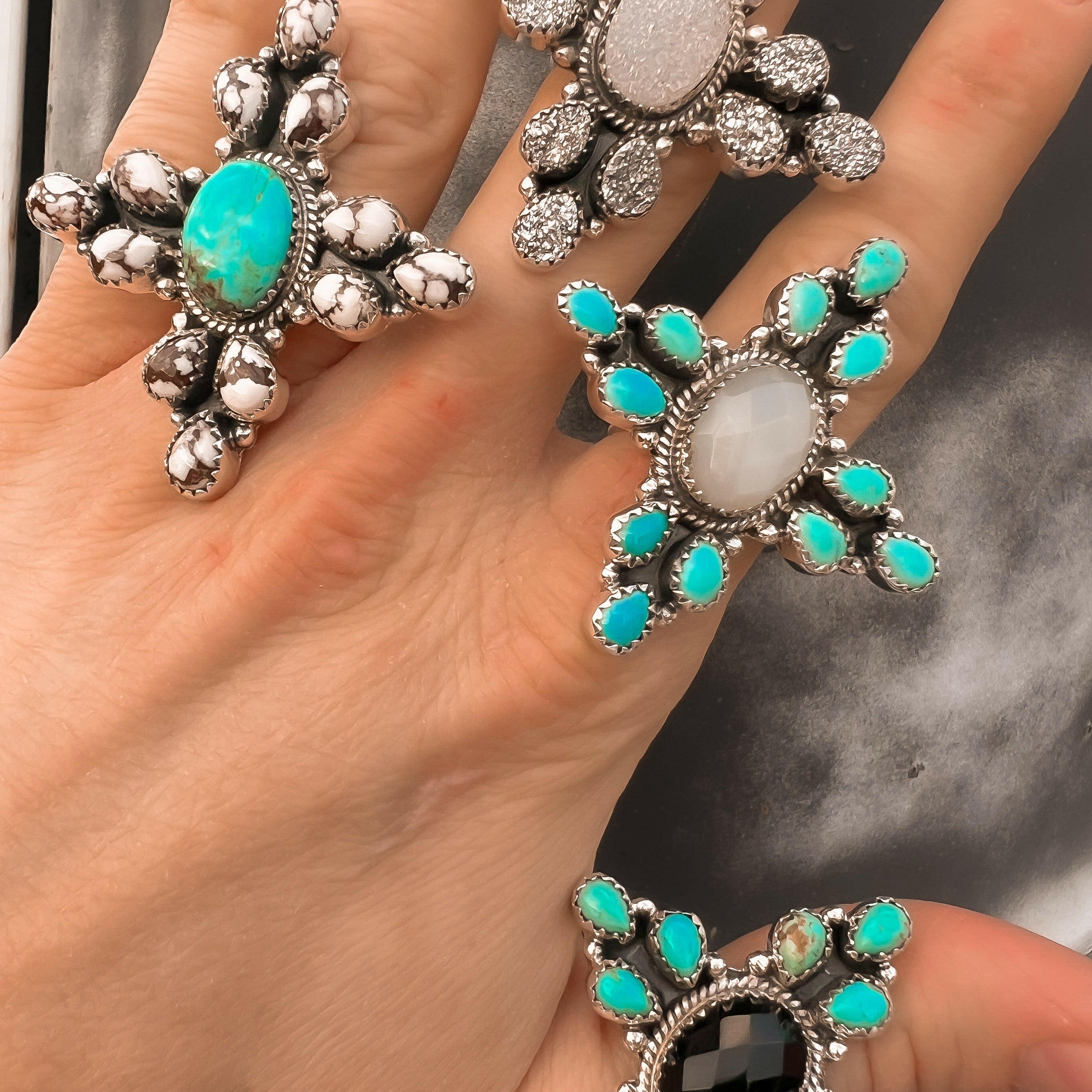 Various X Marks the Spot Cluster Sterling Silver Ring-Cluster Rings-Krush Kandy, Women's Online Fashion Boutique Located in Phoenix, Arizona (Scottsdale Area)