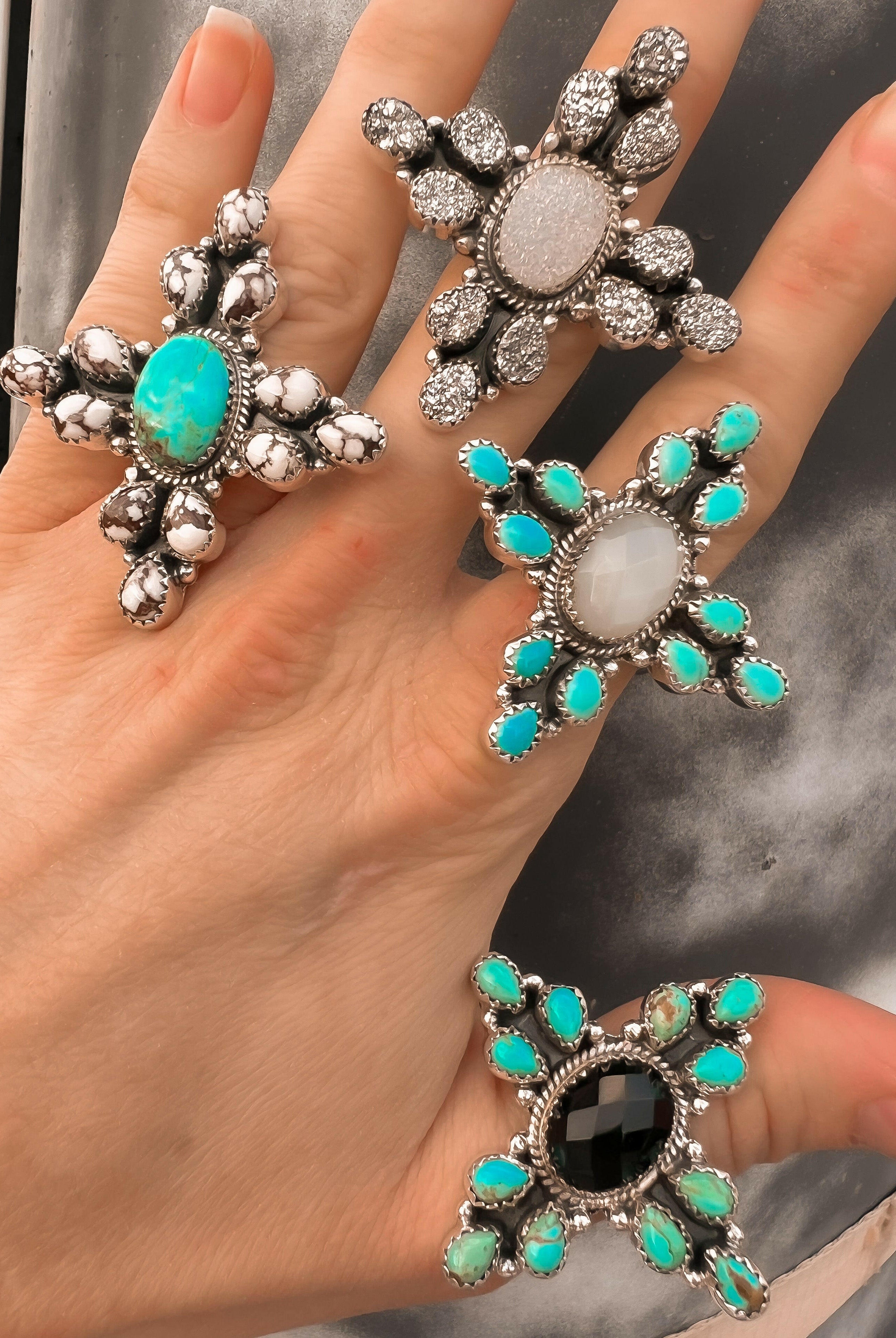 Various X Marks the Spot Cluster Sterling Silver Ring-Cluster Rings-Krush Kandy, Women's Online Fashion Boutique Located in Phoenix, Arizona (Scottsdale Area)