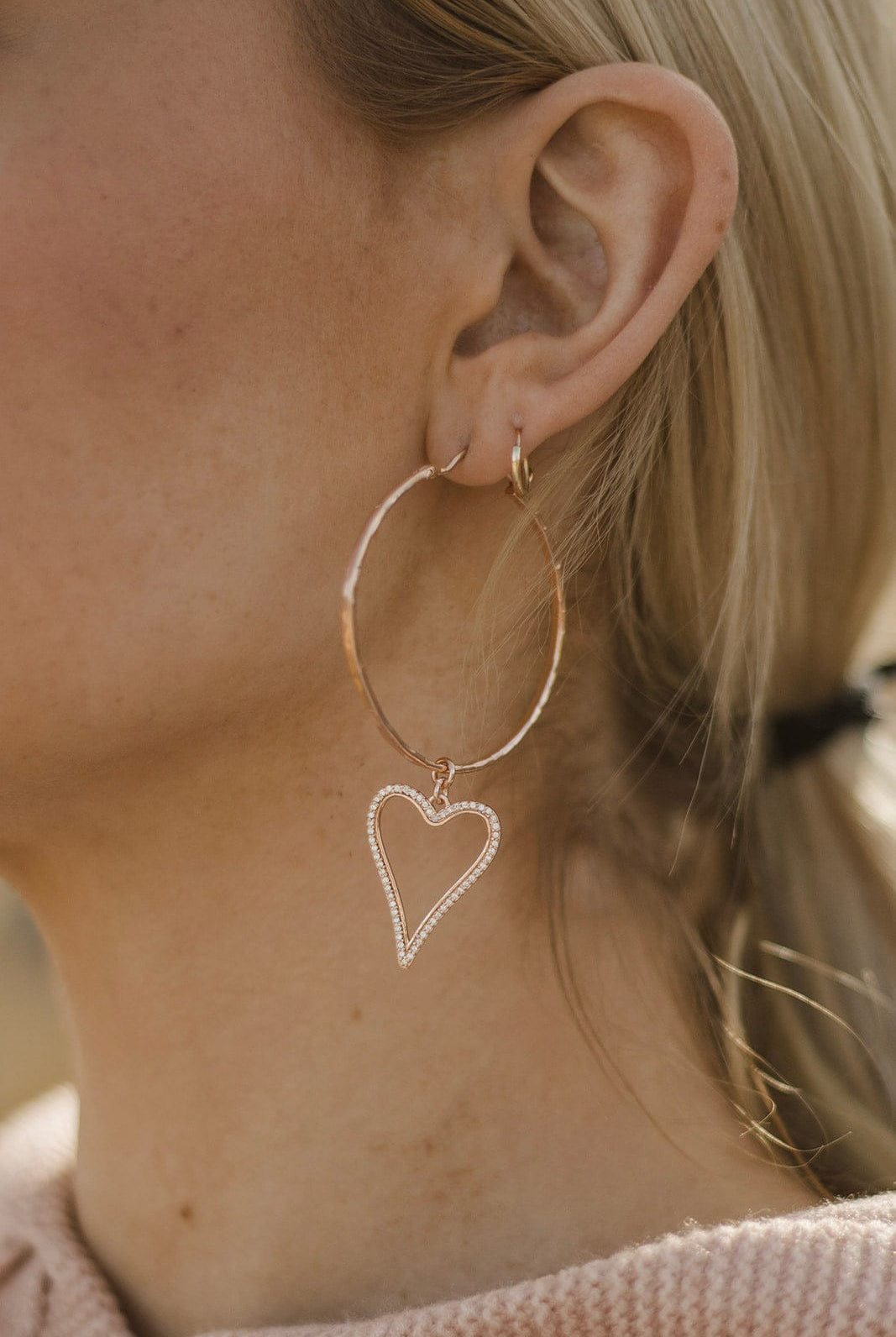Krush Kouture: Dangle Heart Hoops-Earrings-Krush Kandy, Women's Online Fashion Boutique Located in Phoenix, Arizona (Scottsdale Area)