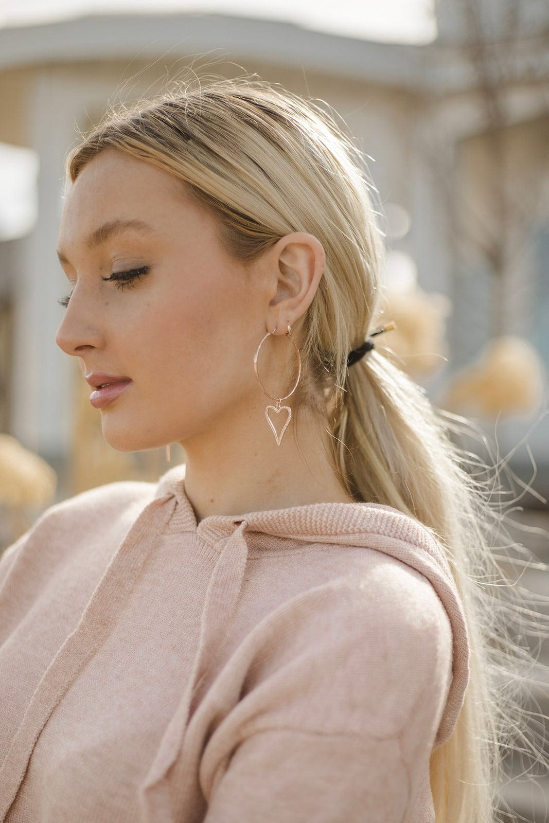 Krush Kouture: Dangle Heart Hoops-Earrings-Krush Kandy, Women's Online Fashion Boutique Located in Phoenix, Arizona (Scottsdale Area)