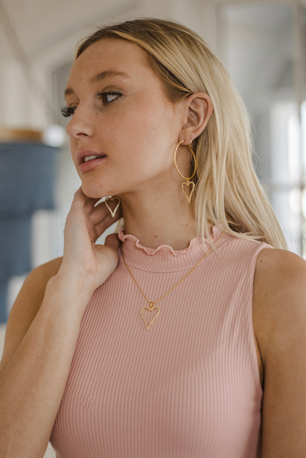 Krush Kouture: Dangle Heart Hoops-Earrings-Krush Kandy, Women's Online Fashion Boutique Located in Phoenix, Arizona (Scottsdale Area)