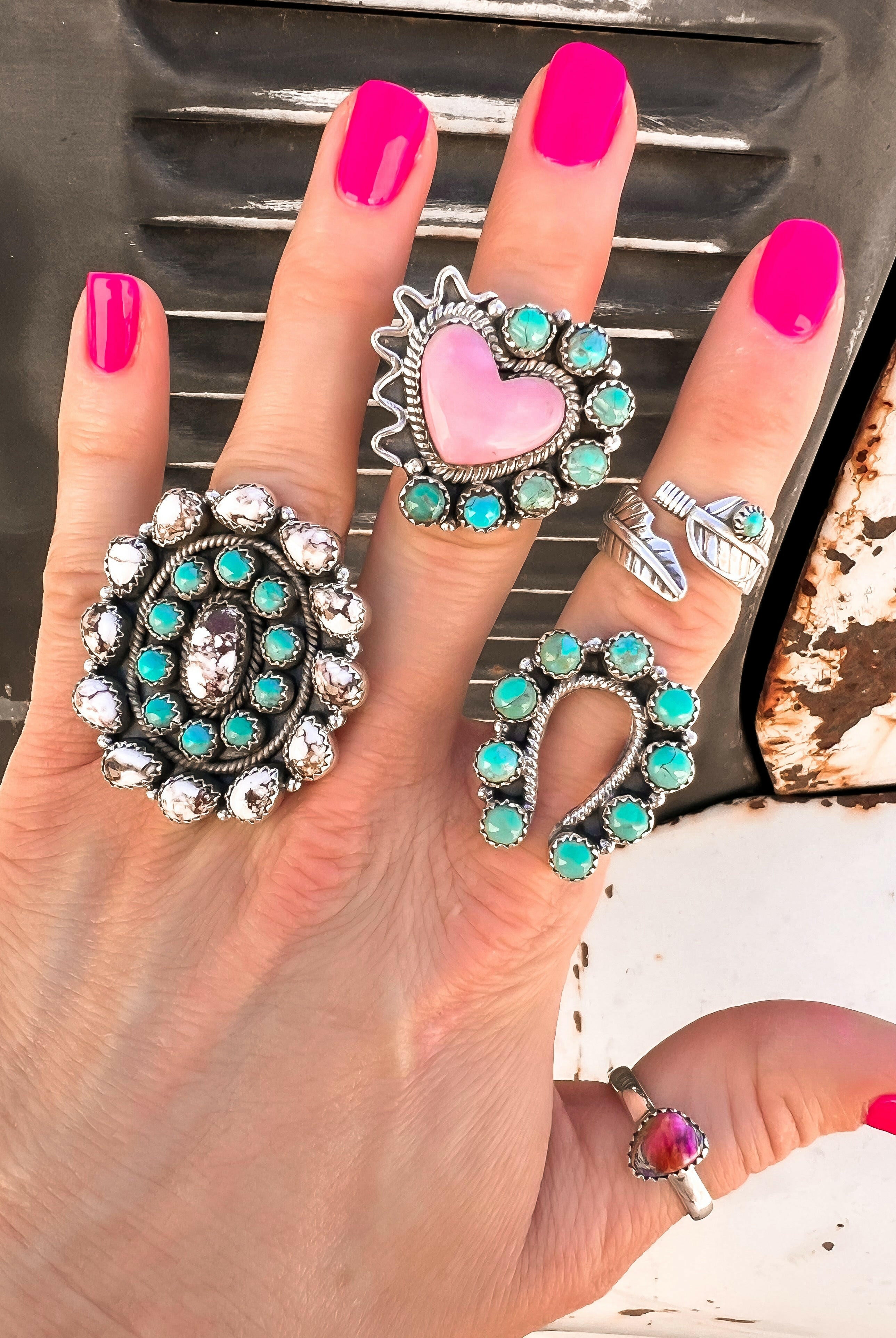 Small Horseshoe Sterling Silver Cluster Ring-Cluster Rings-Krush Kandy, Women's Online Fashion Boutique Located in Phoenix, Arizona (Scottsdale Area)