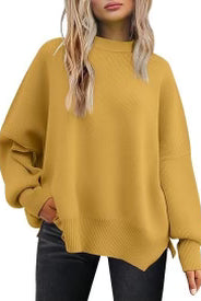 Luxe Viscose Cozy Comfort Side Slit Sweater-Sweaters-Krush Kandy, Women's Online Fashion Boutique Located in Phoenix, Arizona (Scottsdale Area)