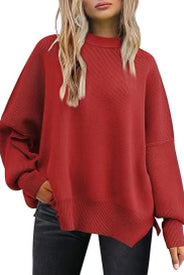 Luxe Viscose Cozy Comfort Side Slit Sweater-Sweaters-Krush Kandy, Women's Online Fashion Boutique Located in Phoenix, Arizona (Scottsdale Area)