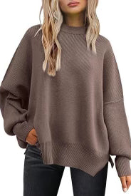Luxe Viscose Cozy Comfort Side Slit Sweater-Sweaters-Krush Kandy, Women's Online Fashion Boutique Located in Phoenix, Arizona (Scottsdale Area)