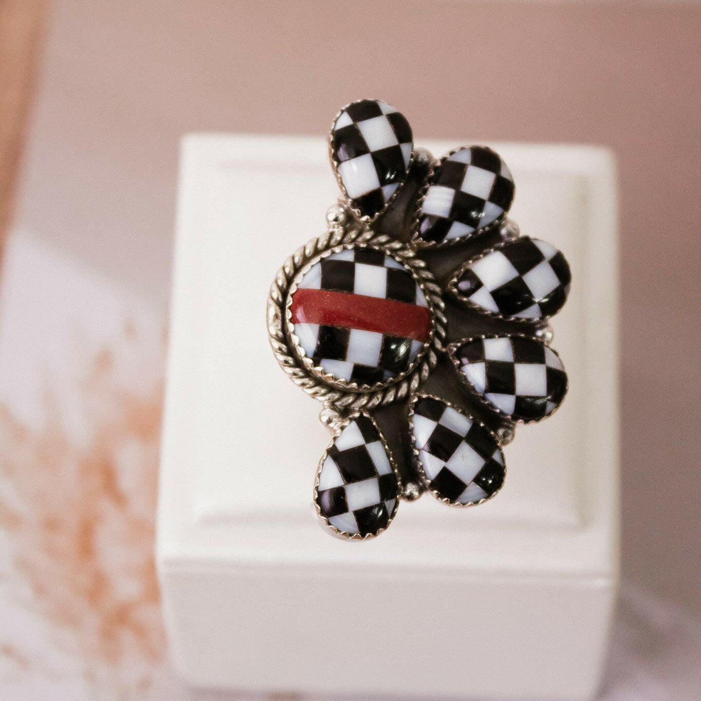 Finish Line Checkered Stone Ring-Ring Sizers-Krush Kandy, Women's Online Fashion Boutique Located in Phoenix, Arizona (Scottsdale Area)