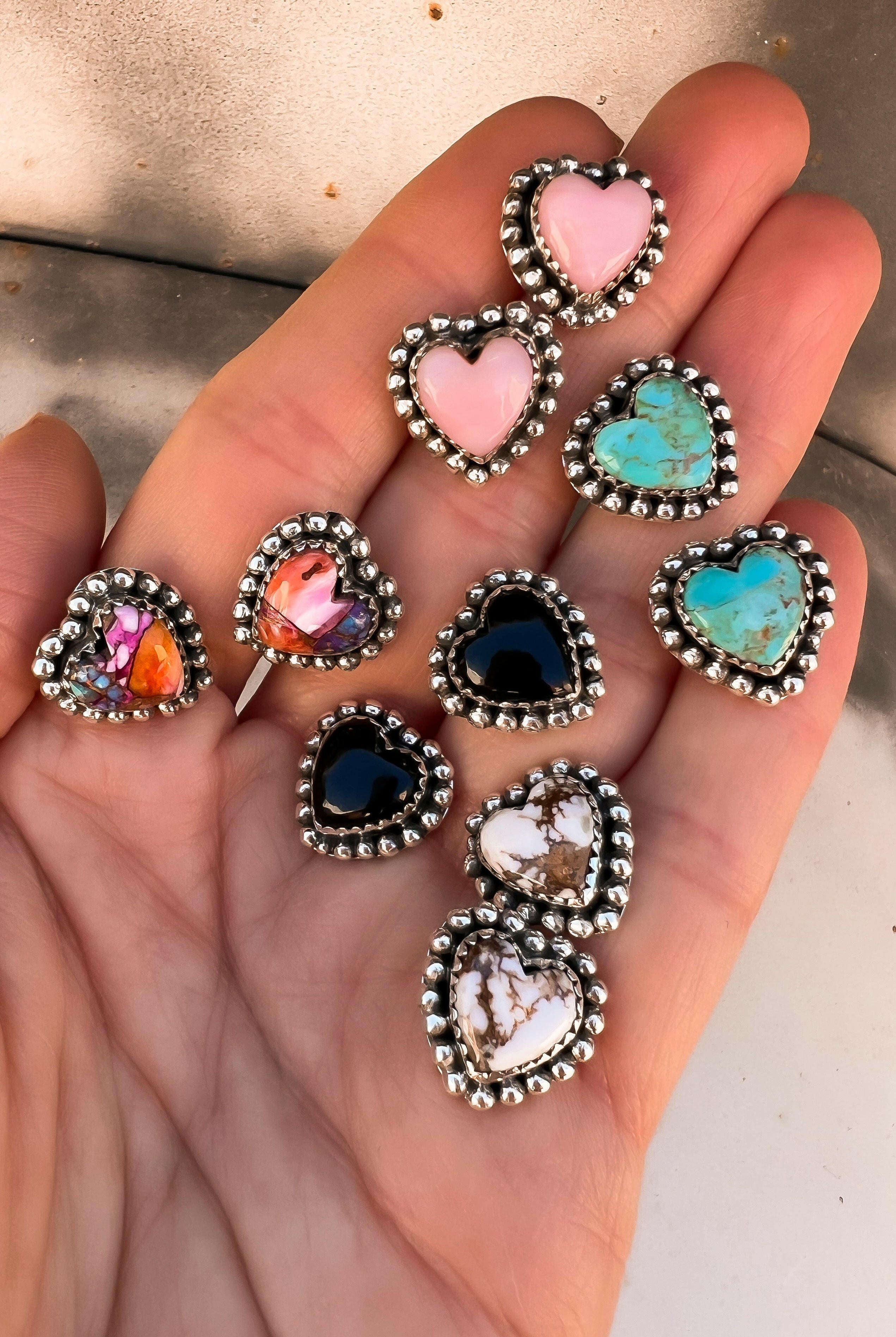 Ava Heart Stone Stud Earring | Multiple Stone Options-Stud Earrings-Krush Kandy, Women's Online Fashion Boutique Located in Phoenix, Arizona (Scottsdale Area)