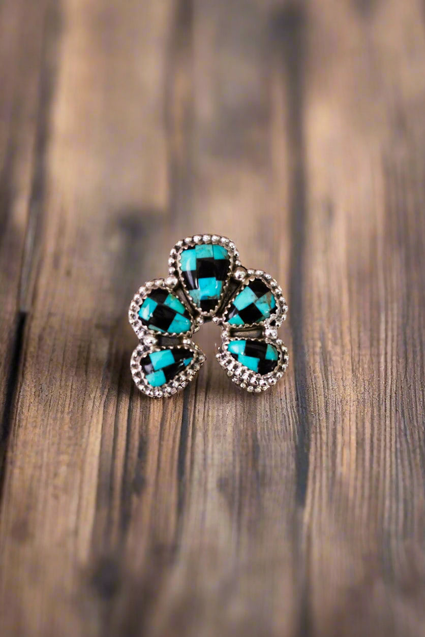 Turquoise & Onyx Horseshoe Ring-Ring Sizers-Krush Kandy, Women's Online Fashion Boutique Located in Phoenix, Arizona (Scottsdale Area)