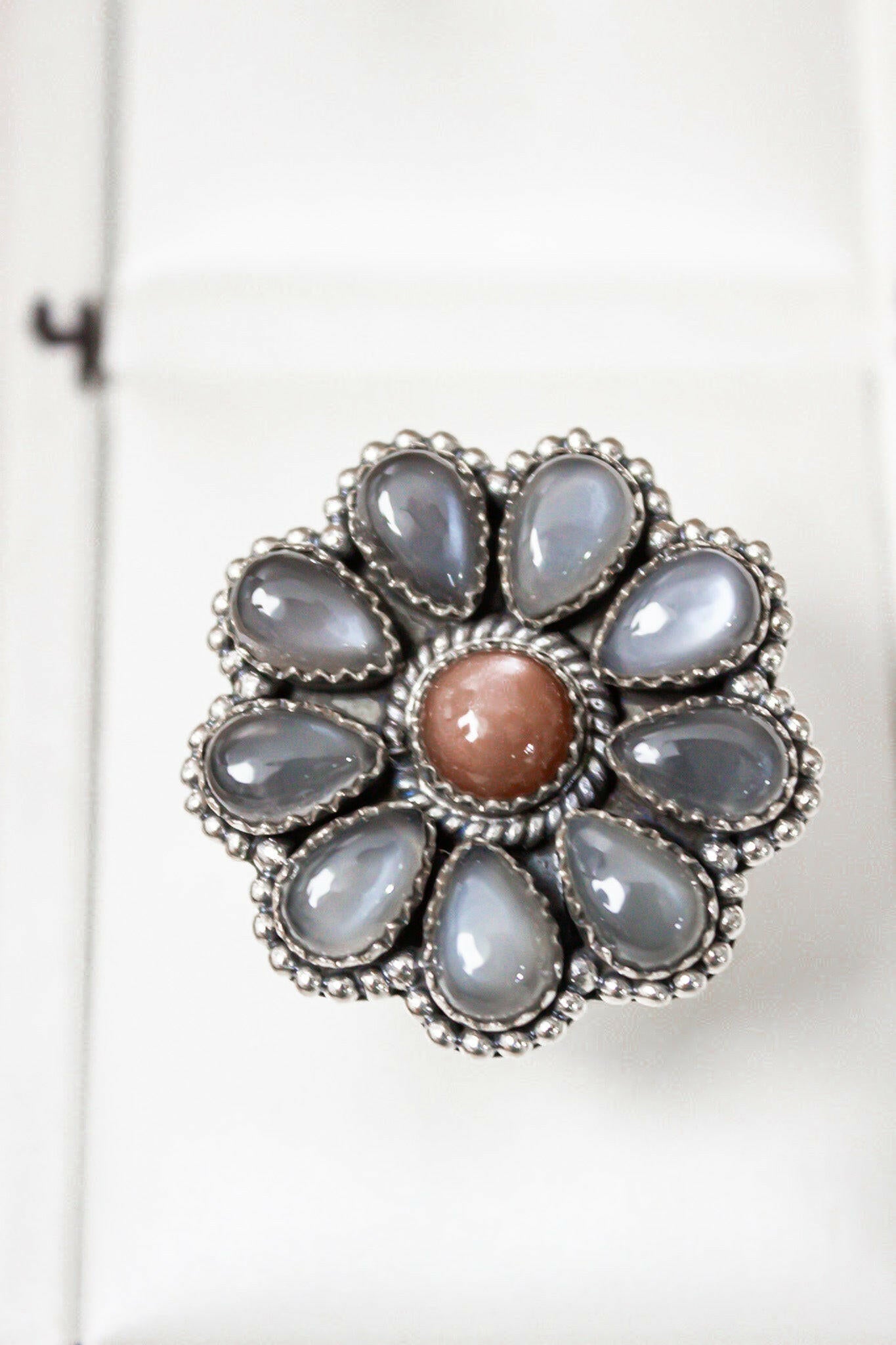 Chocolate Moonstone & Stone Cluster Sterling Silver Rings-Cluster Rings-Krush Kandy, Women's Online Fashion Boutique Located in Phoenix, Arizona (Scottsdale Area)