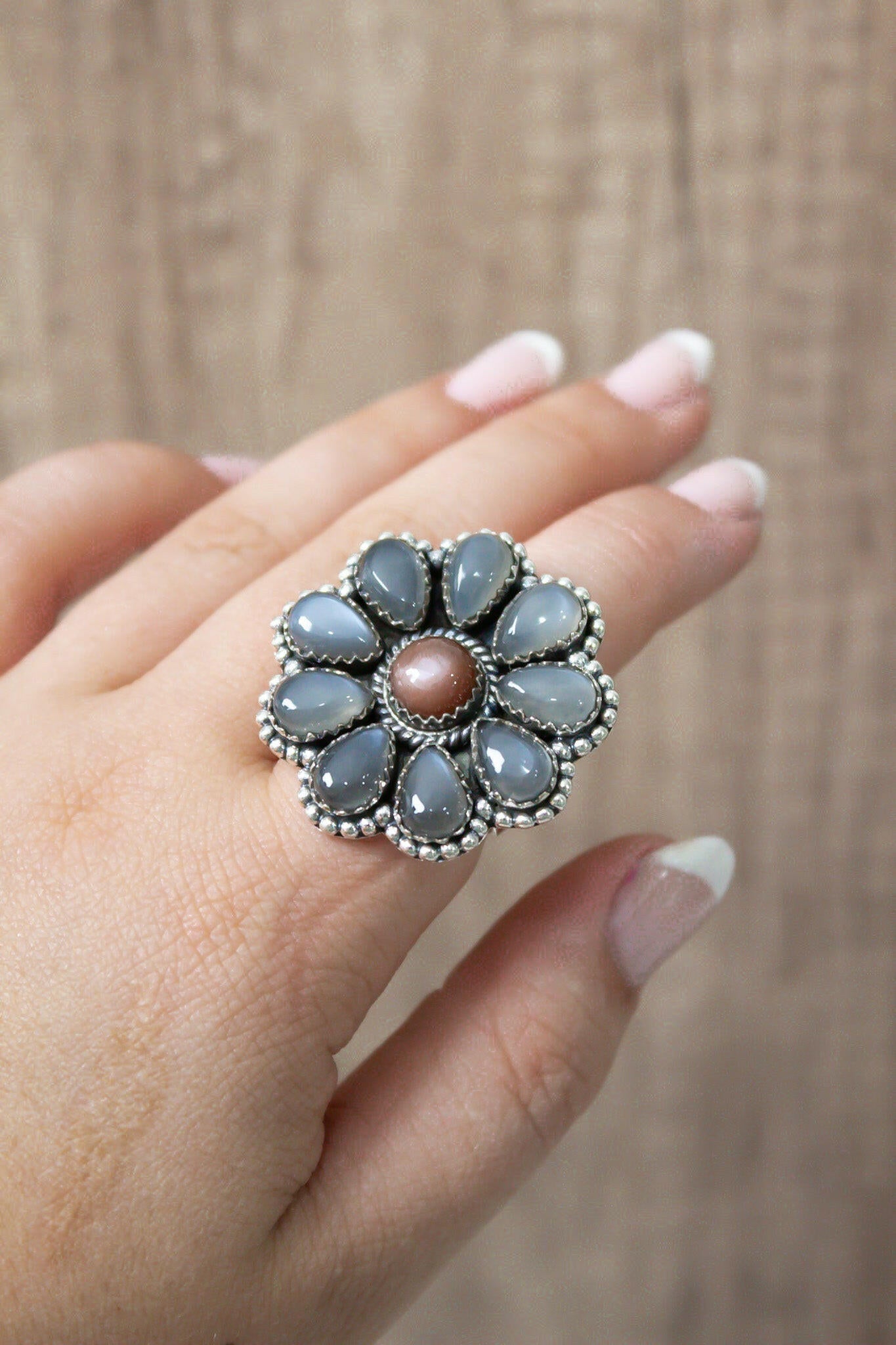 Chocolate Moonstone & Stone Cluster Sterling Silver Rings-Cluster Rings-Krush Kandy, Women's Online Fashion Boutique Located in Phoenix, Arizona (Scottsdale Area)