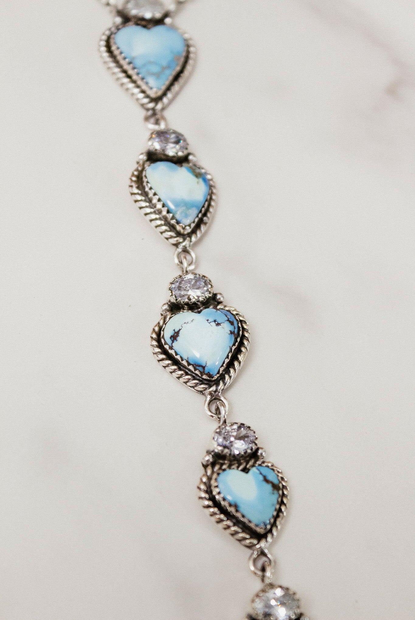 White CZ & Stone Heart Drop Necklace-Chain Necklaces-Krush Kandy, Women's Online Fashion Boutique Located in Phoenix, Arizona (Scottsdale Area)