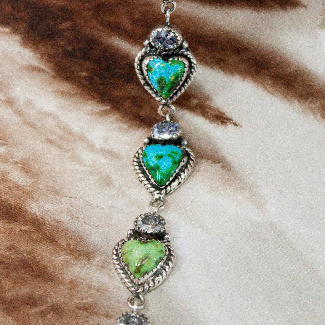 White CZ & Stone Heart Drop Necklace-Chain Necklaces-Krush Kandy, Women's Online Fashion Boutique Located in Phoenix, Arizona (Scottsdale Area)