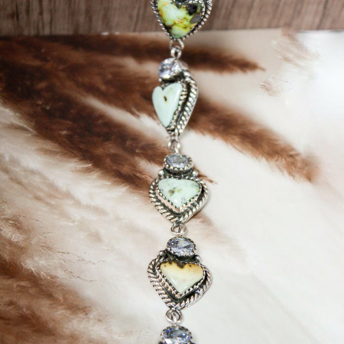 White CZ & Stone Heart Drop Necklace-Chain Necklaces-Krush Kandy, Women's Online Fashion Boutique Located in Phoenix, Arizona (Scottsdale Area)