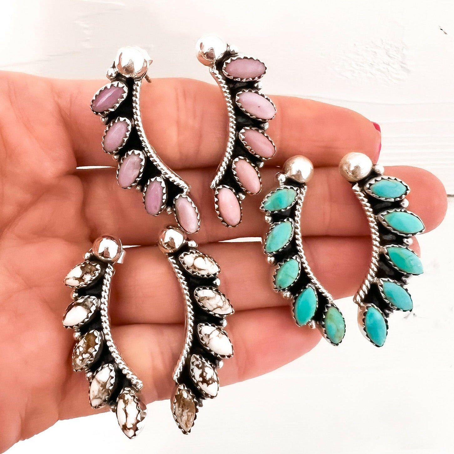 Angelic Sterling Silver Stone Earrings | PREORER OPEN-Drop Earrings-Krush Kandy, Women's Online Fashion Boutique Located in Phoenix, Arizona (Scottsdale Area)