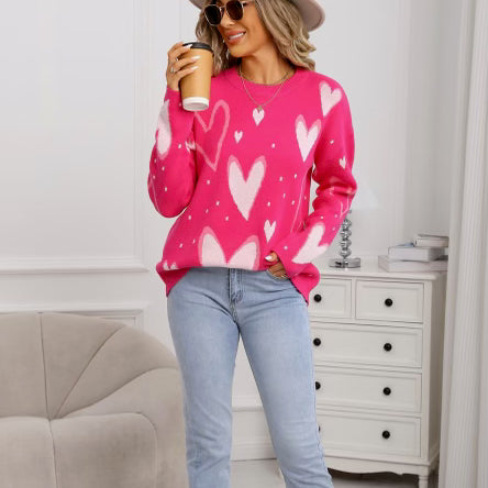 So In Love Pink & Red Heart Sweater