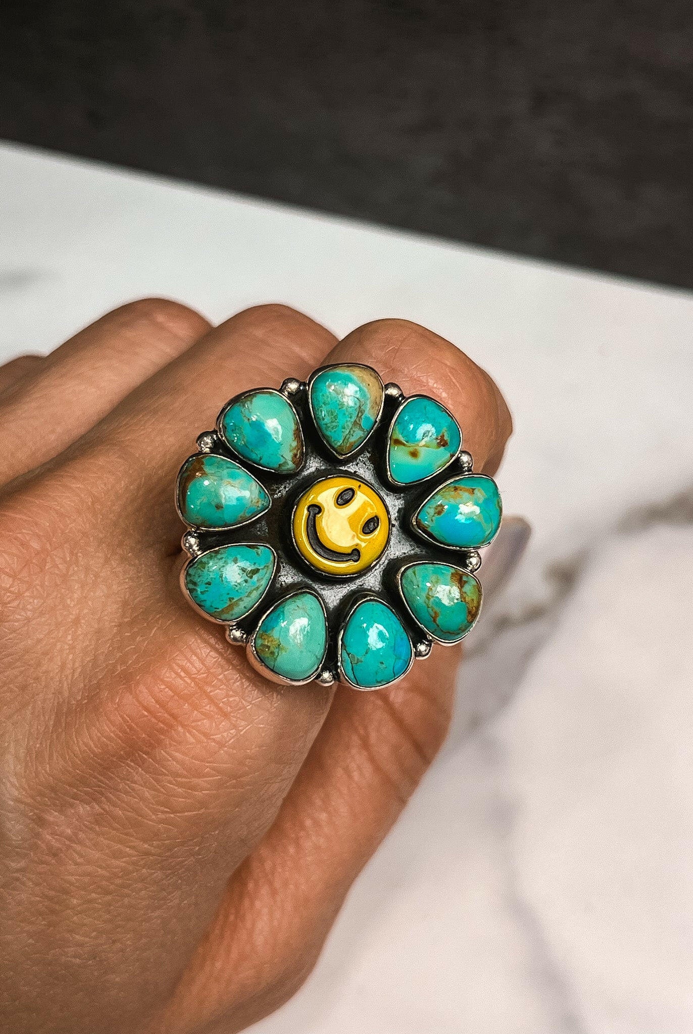 Smile Stone Sterling Silver Cluster Ring | PREORDER-Cluster Rings-Krush Kandy, Women's Online Fashion Boutique Located in Phoenix, Arizona (Scottsdale Area)