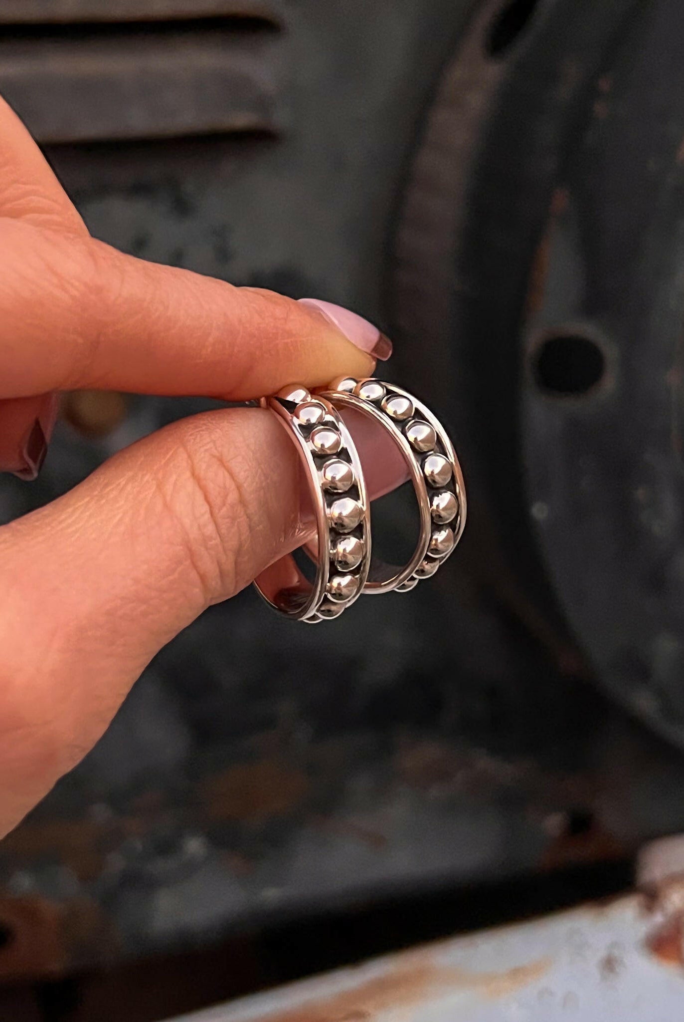 Sterling Silver Studded Baby Hoops-Hoop Earrings-Krush Kandy, Women's Online Fashion Boutique Located in Phoenix, Arizona (Scottsdale Area)