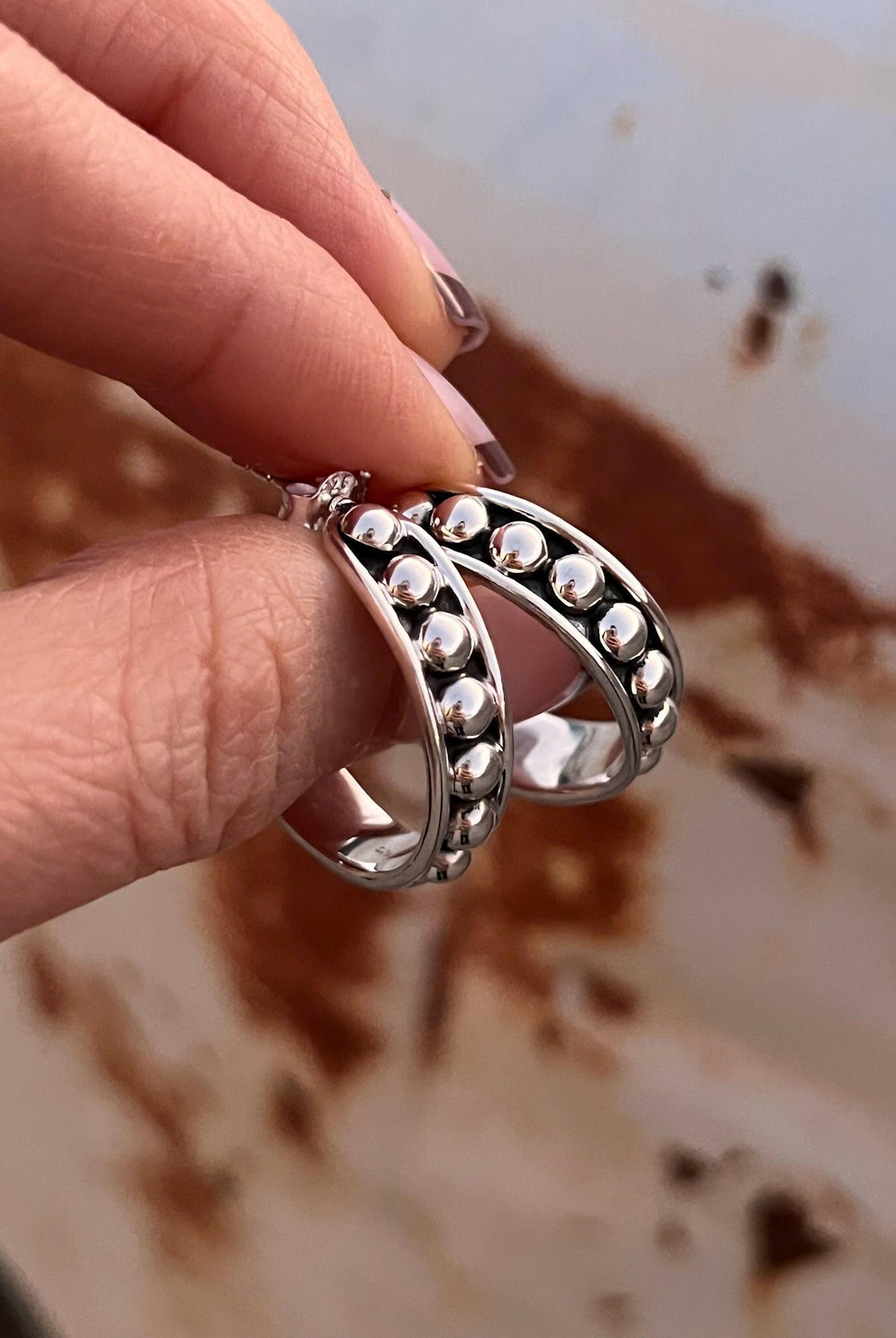 Sterling Silver Studded Baby Hoops-Hoop Earrings-Krush Kandy, Women's Online Fashion Boutique Located in Phoenix, Arizona (Scottsdale Area)